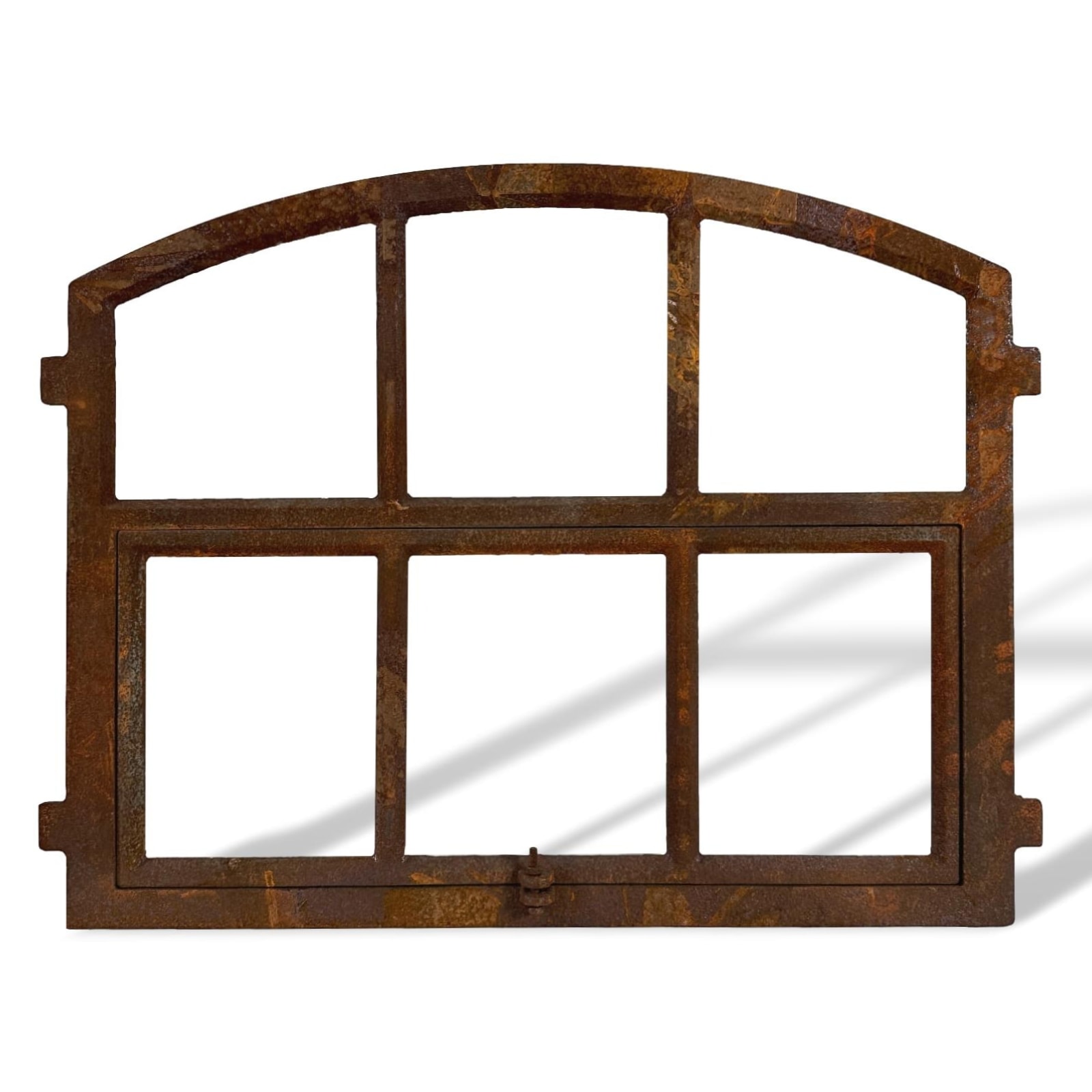 aubaho-F16C-R-20-Vorderseite Stallfenster Eisenfenster zum Öffnen Scheunenfenster Rost 64x54cm Antik-Stil