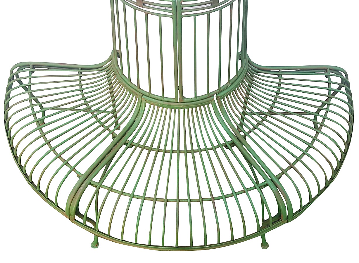 Baumbank-aubaho-2 Gartenbank Bank Baumbank Möbel Garten grün Metall Eisen Antik-Stil 134cm