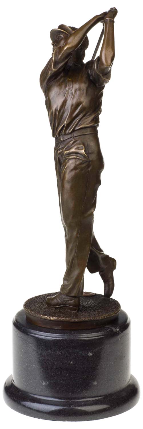BR-168-02 Bronzeskulptur Antik-Stil Golf Golfer Mann Abschlag Bronze Figur Statue - 38cm
