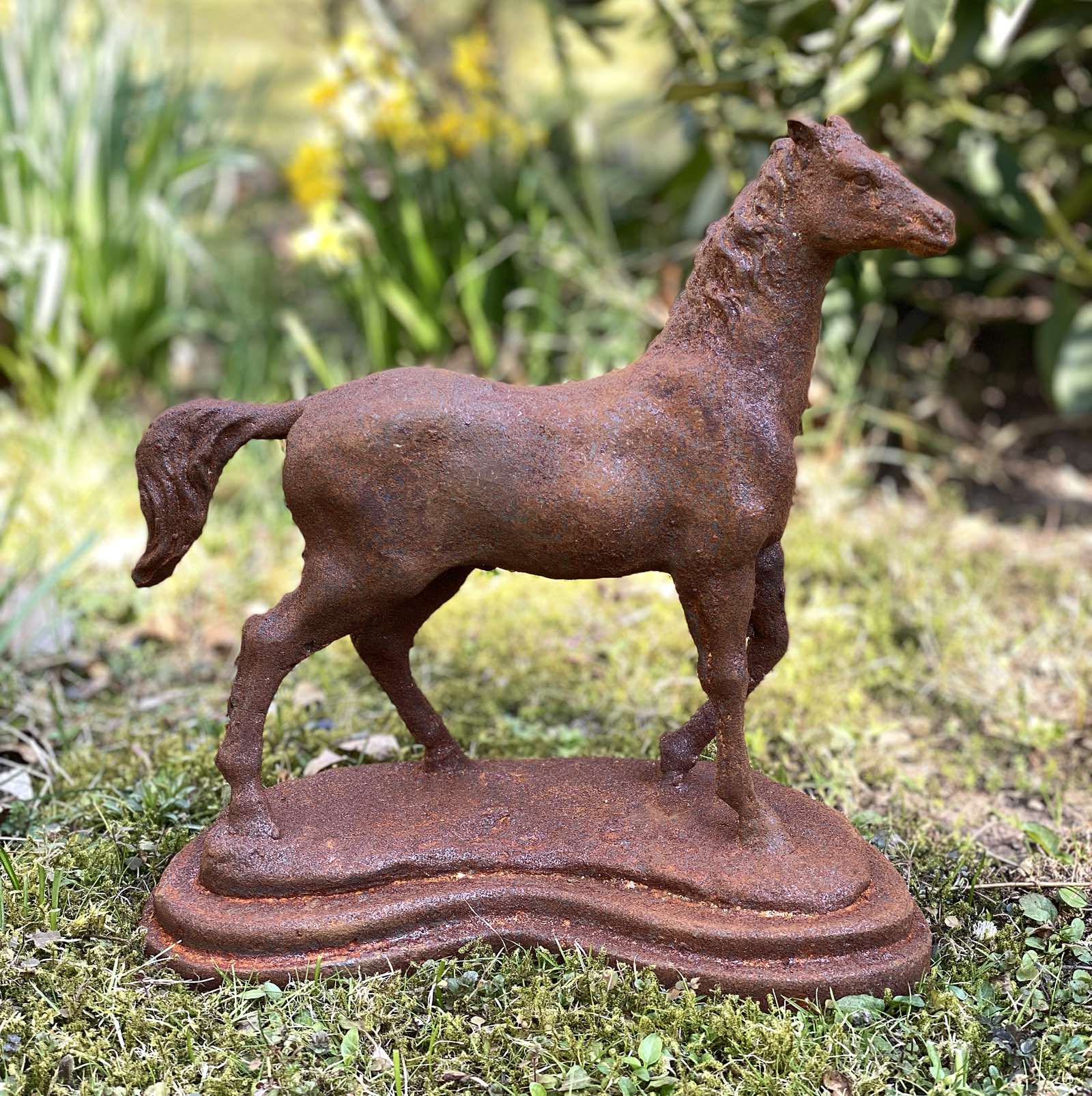 aubaho-pferd-16-17 Skulptur Pferd Statue Figur Eisen Rost Garten Dekoration 31cm Antik-Stil