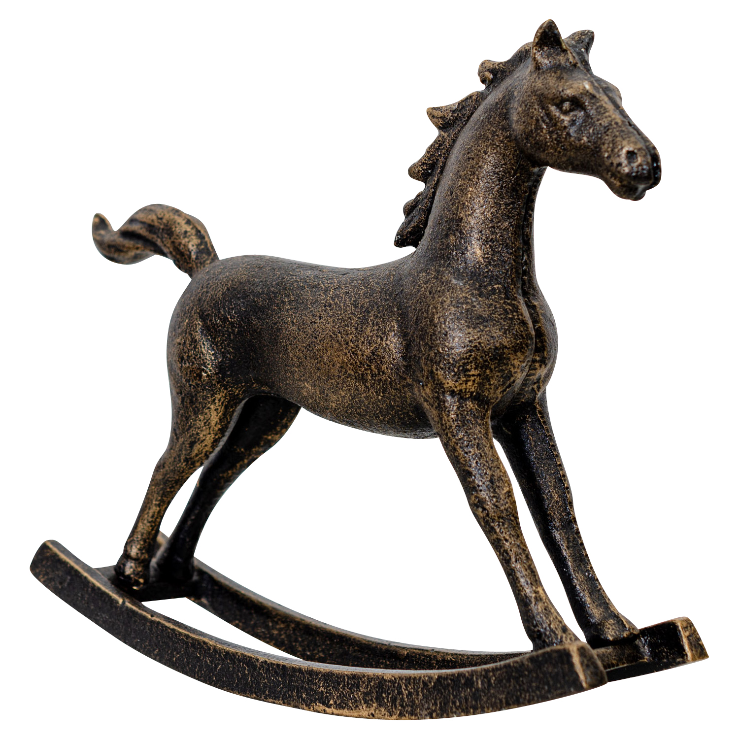 KL-36-3 Schaukelpferd Skulptur Pferd Eisen Figur Dekoration Antik-Stil 18cm