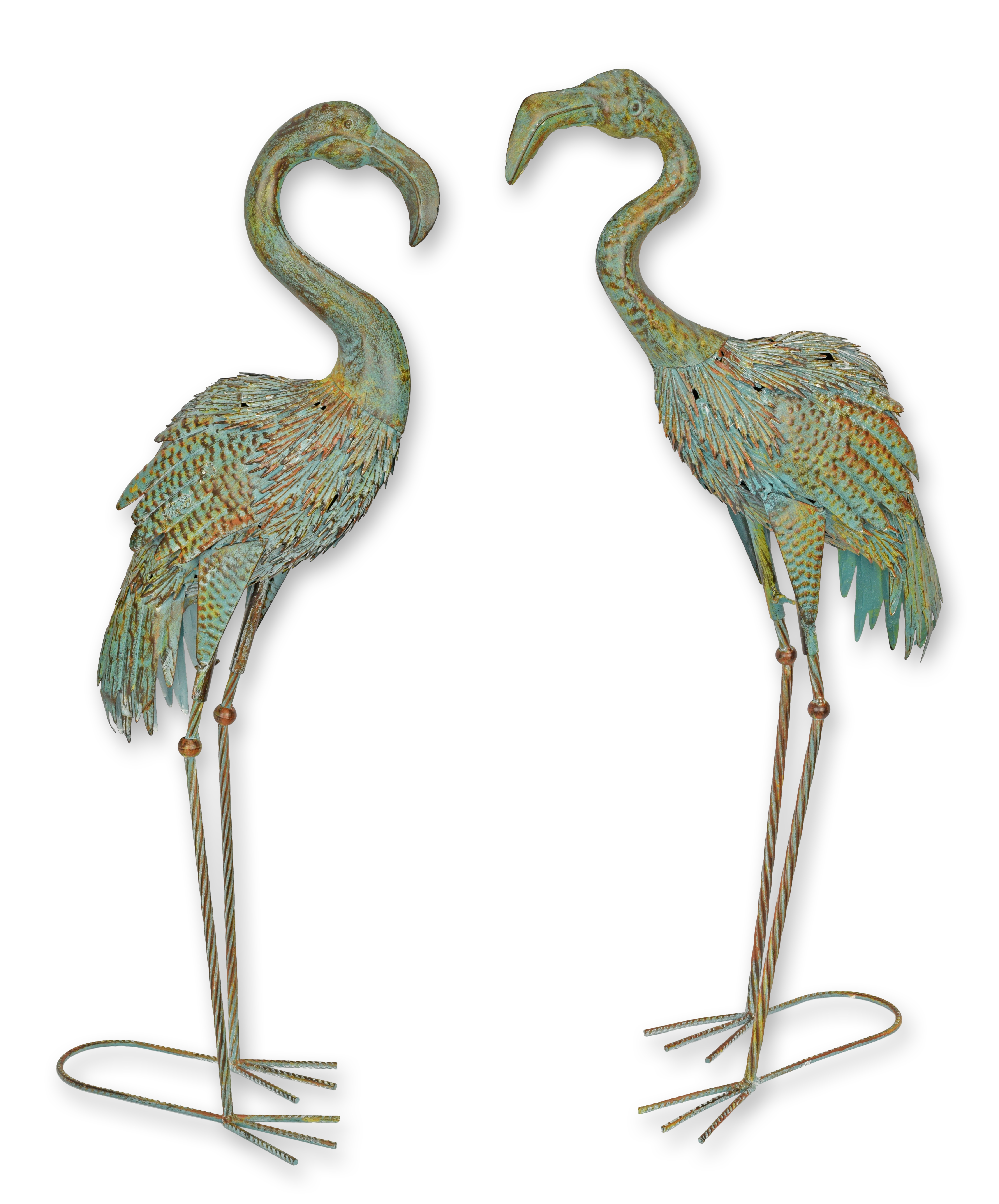 A pair of iron flamingos replica retro design decoration