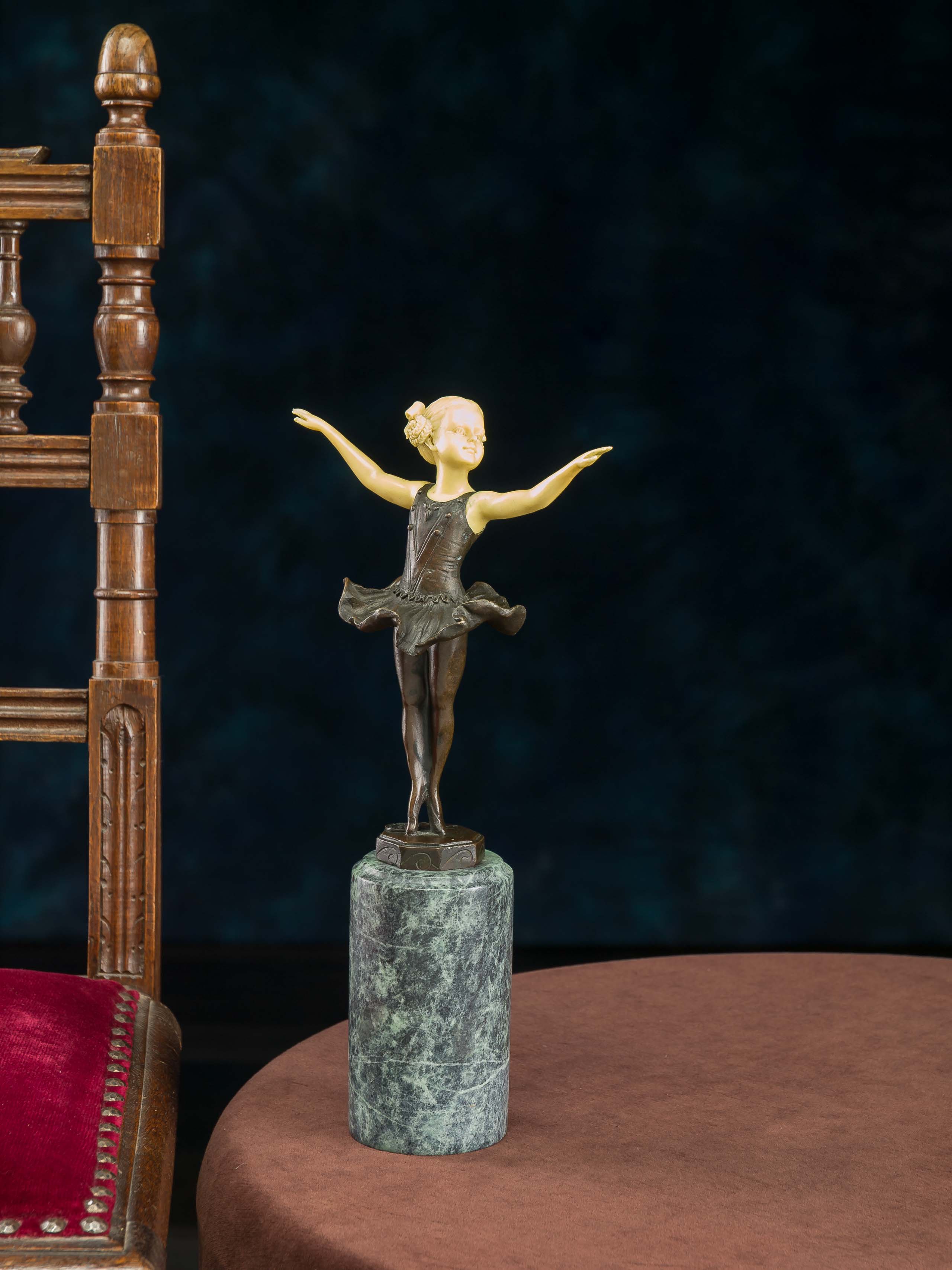 KZ-14-1 Bronze Skulptur nach Ferdinand Preiss Ballerina Ballett Tänzerin artdeco style
