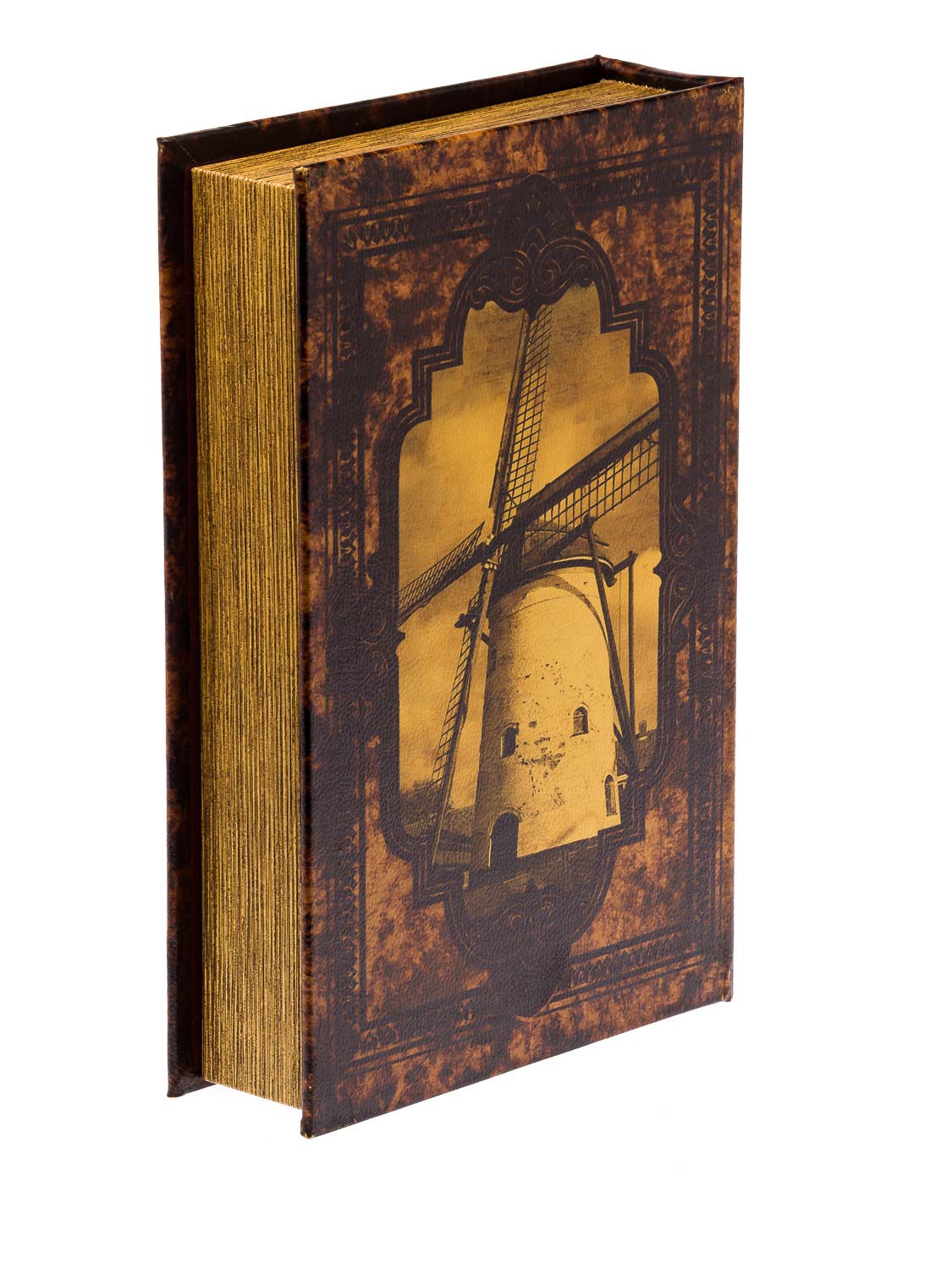 2016-12-07_Auktionshaus_072 Schatulle Windmühle Holz Buchattrappe Box Kästchen Etui Buch antik Stil book XL