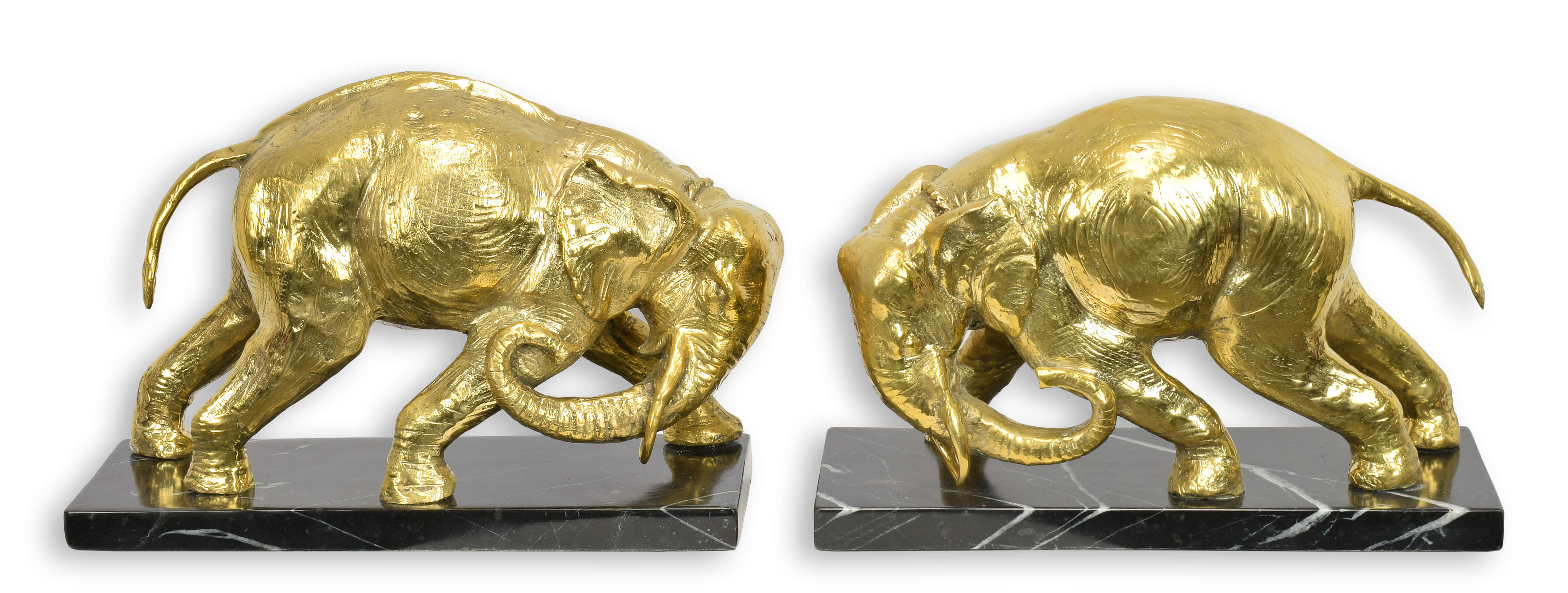 A pair of bronze elephant bookends replica retro design decoration