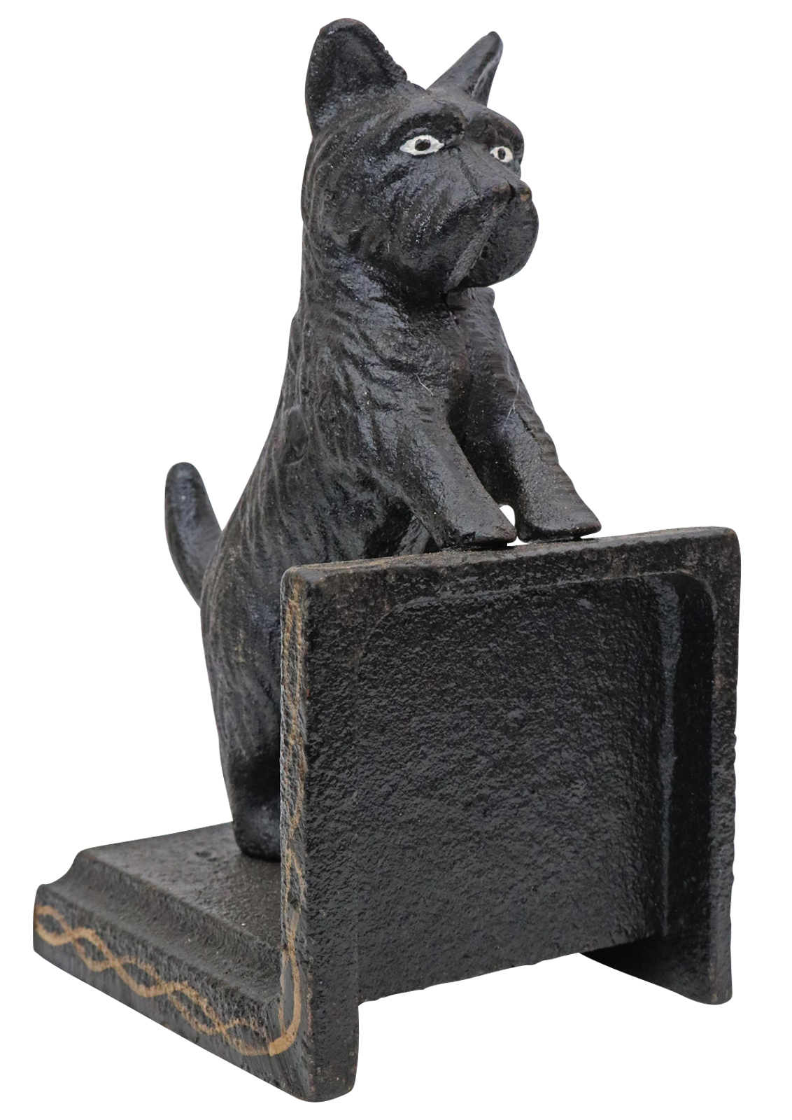XL-48_2 2 Buchstützen Buchständer Spitz Schnauzer Terrier Hund Figur Eisen Antik-Stil