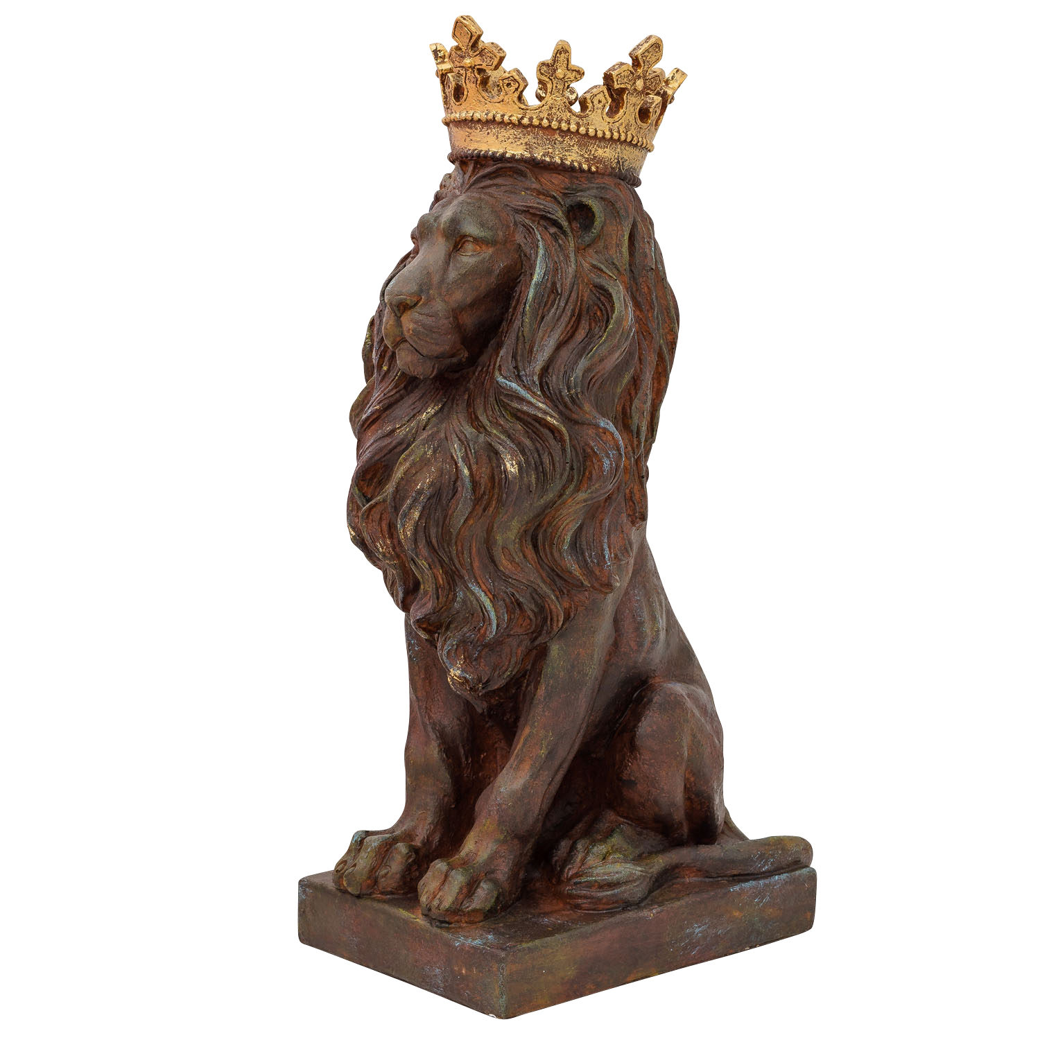 LH-1-6 Skulptur Löwe mit Krone Figur Statue Raubkatze Kunststein Antik-Stil 57cm