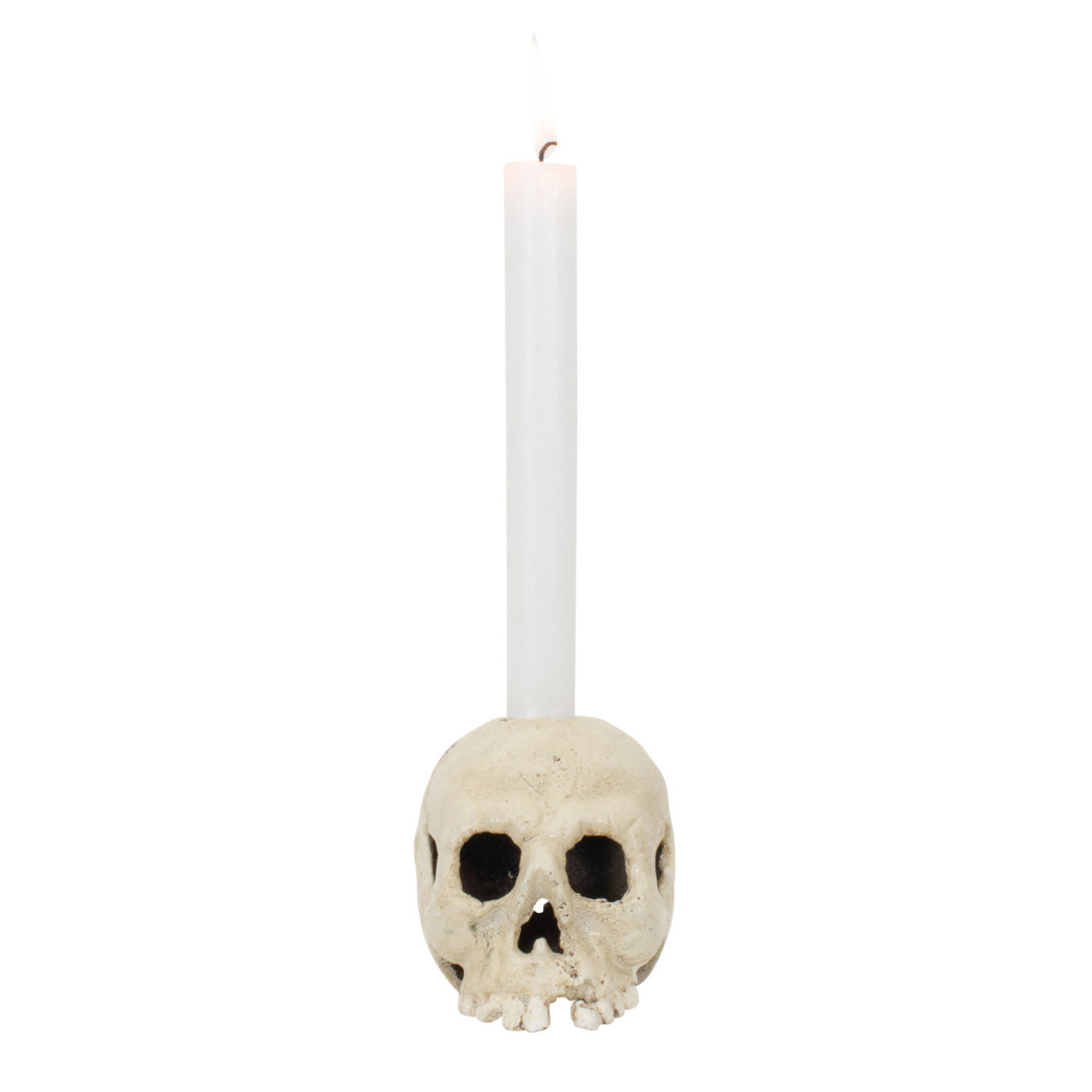 Kerzenständer Totenkopf Kerzenhalter Figur Skulptur Eisen Antik-Stil 11cm (b)