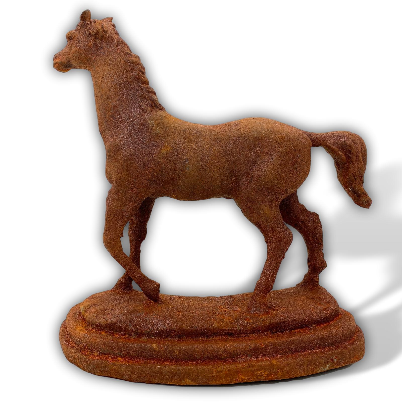 aubaho-pferd-16-2a Skulptur Pferd Statue Figur Eisen Rost Garten Dekoration 31cm Antik-Stil