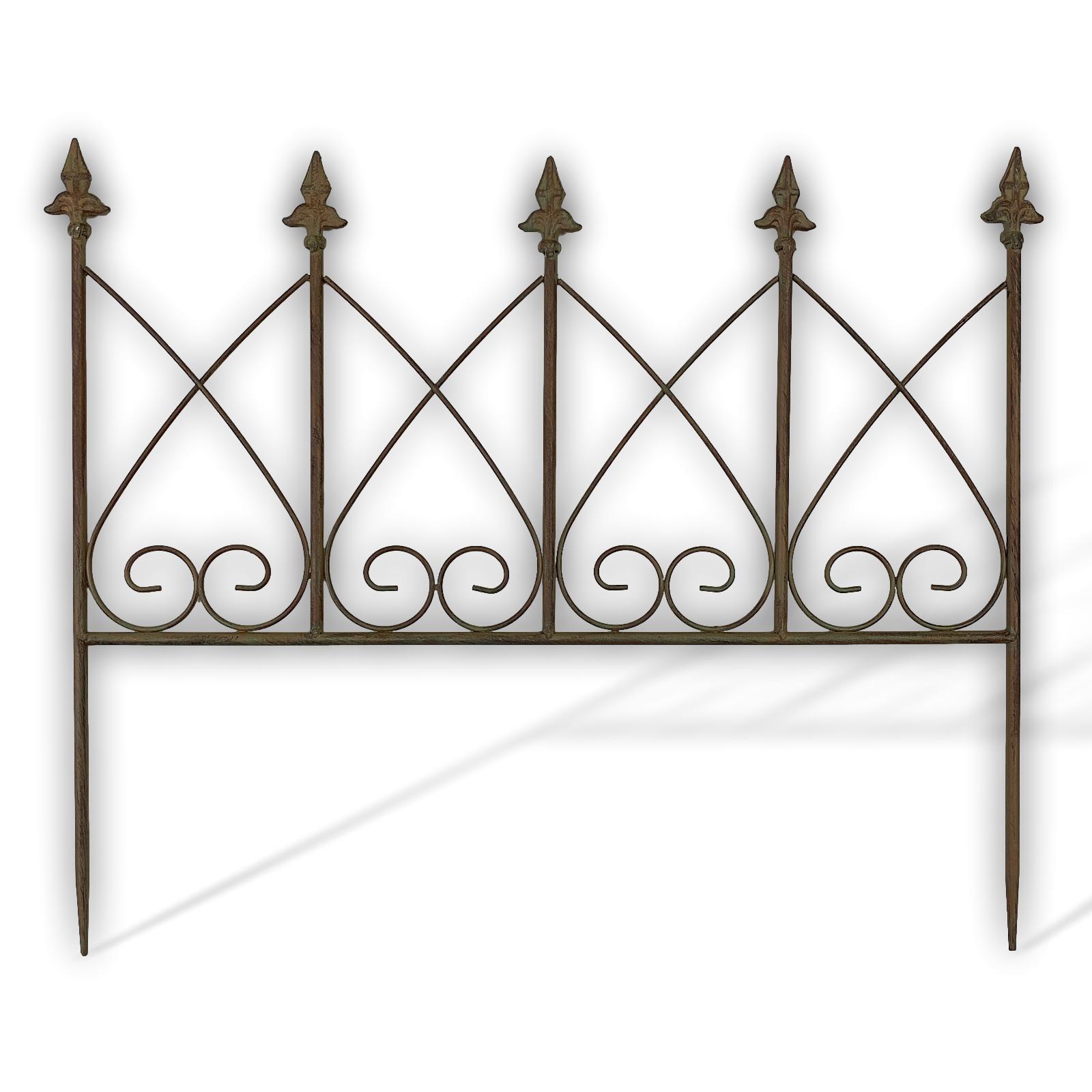 HX-45-GR-1 Beetstecker Zaun Beeteinfassung Gartenzaun Garten Metall Antik-Stil grün 63cm