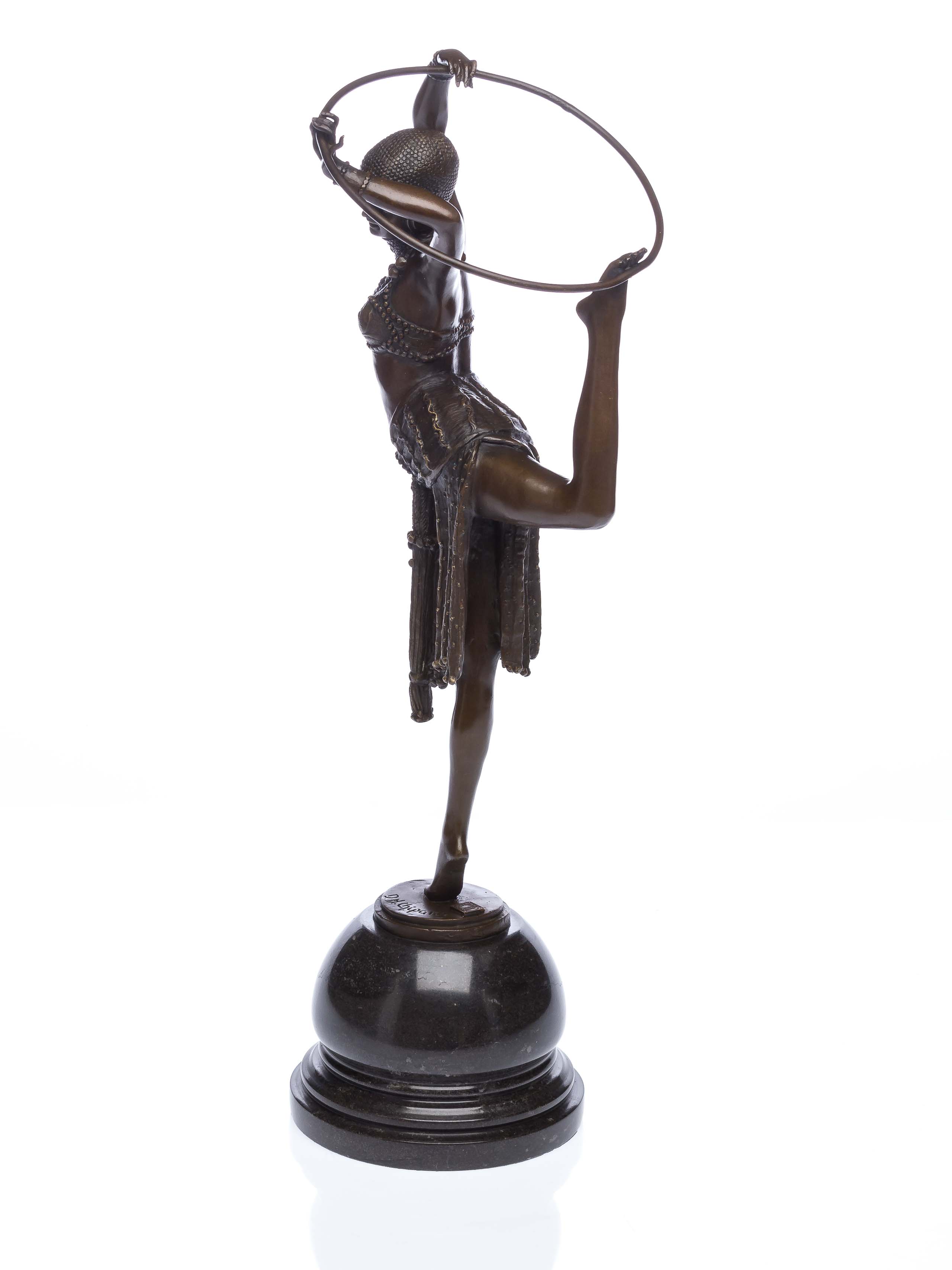 BT165-555ef0d8671300 Bronzeskulptur Tänzerin mit Ring Artdeco Bronze Figur Skulptur 54cm sculpture