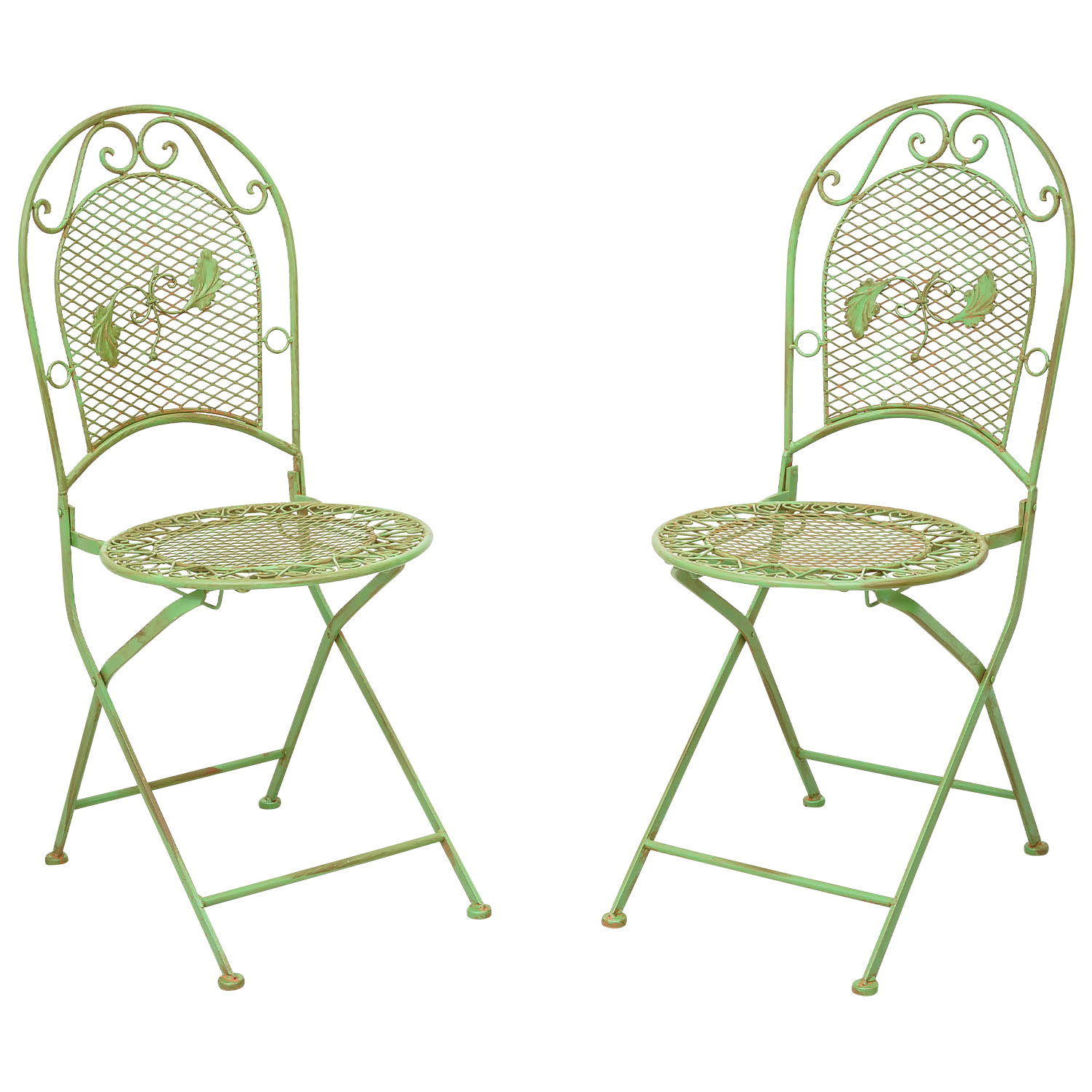 2x Nostalgia garden chair set folding chair wrought iron 9kg antique style green