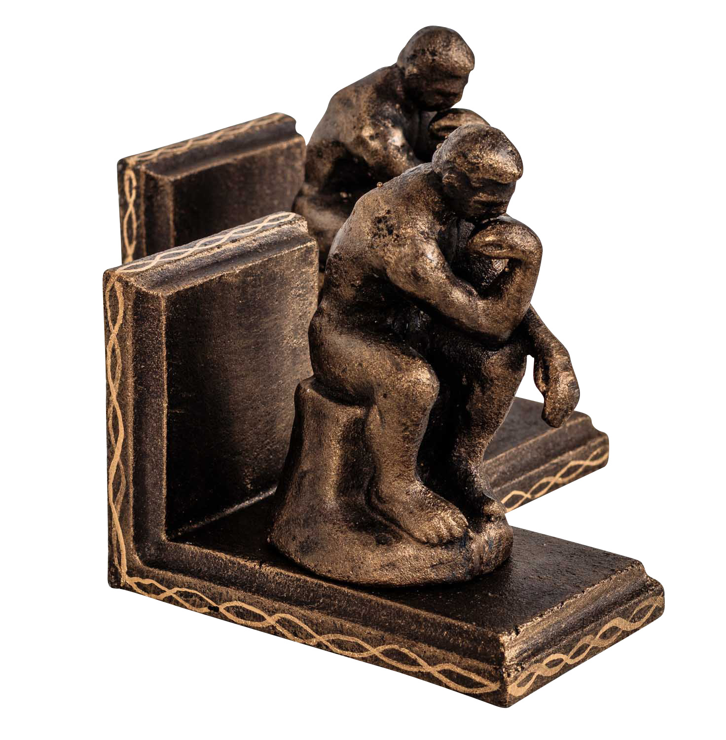 NG-92-7 2 Buchstützen Buchständer der Denker nach Rodin Figur Skulptur Eisen Antik-Stil