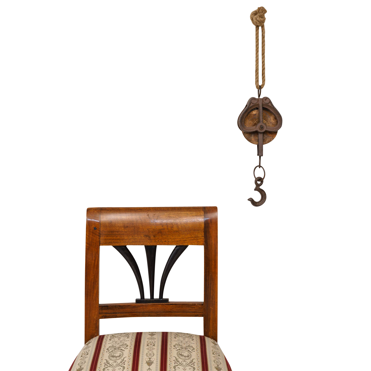 TZ-85-2 Flaschenzug Umlenkrolle Seilzug Rolle Eisen Werkzeug Antik-Stil 51cm (a)
