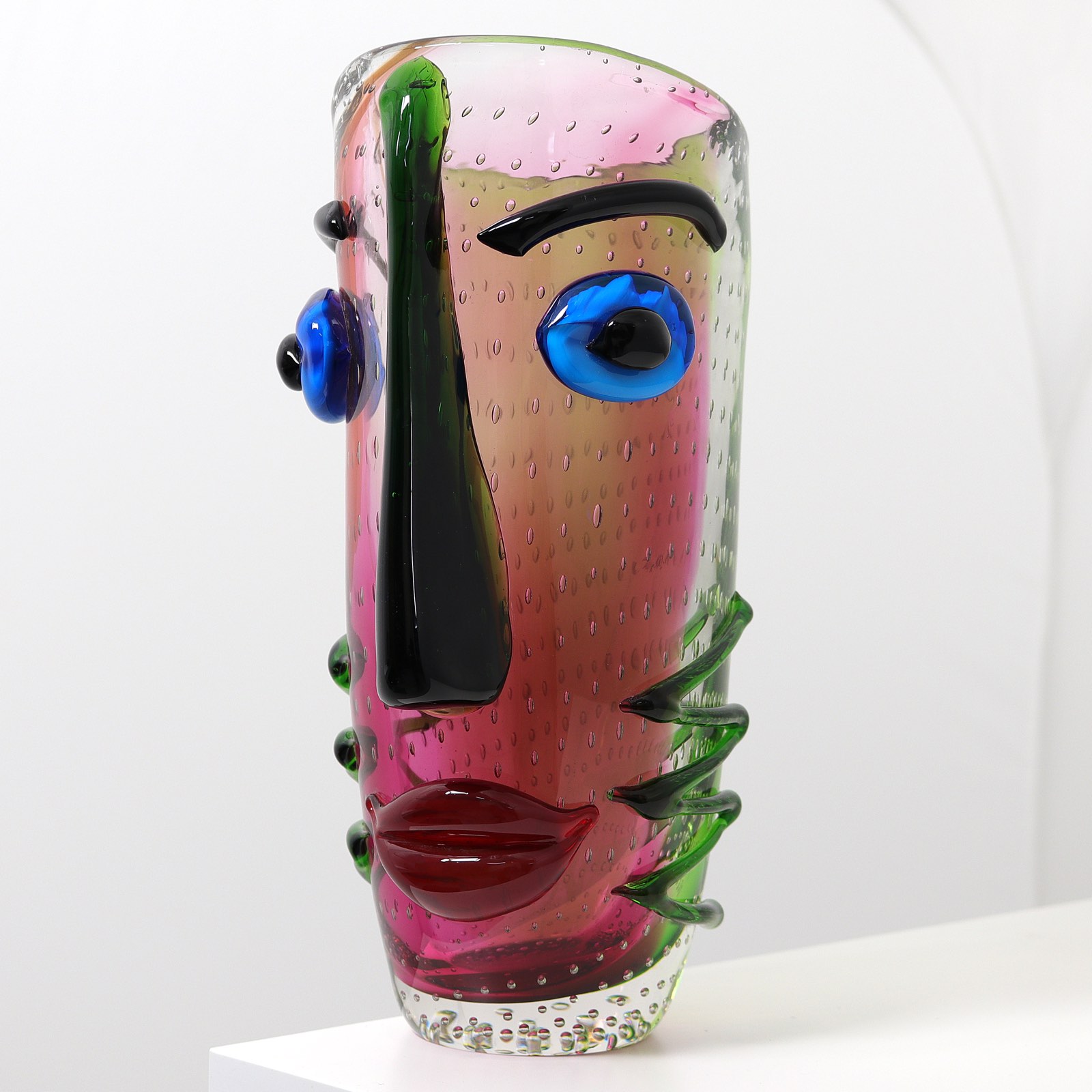 Glasvase Vase Gesicht Glas im Murano Antik Stil 30cm
