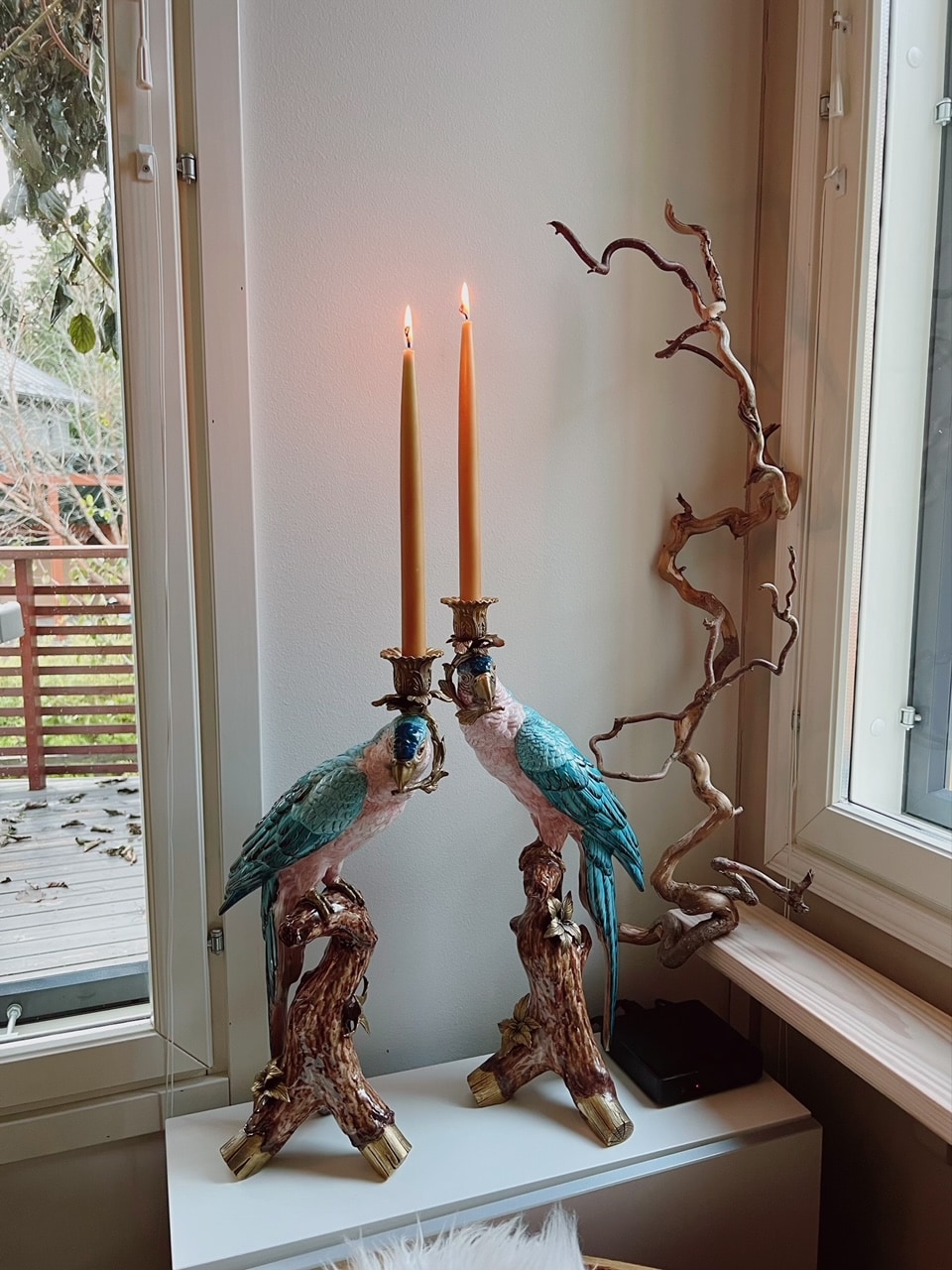 papageiRC1RkFRm30tyV Kerzenhalter Kerzenständer Papagei Porzellan Skulptur Antik-Stil 50cm Paar
