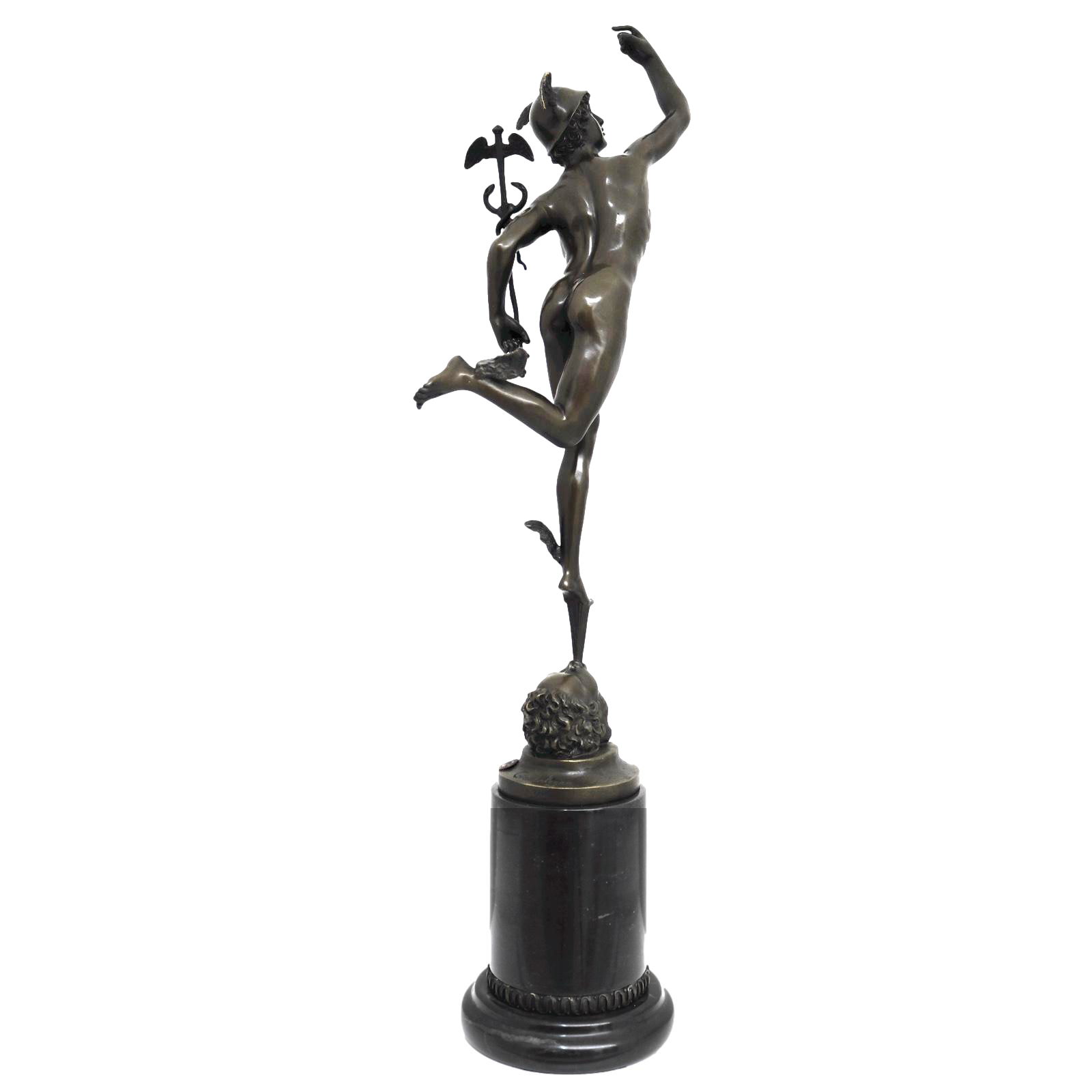 BR-108-Kamera-2 Bronzeskulptur Skulptur Hermes Merkur nach Giambologna Figur Antik-Stil Replik