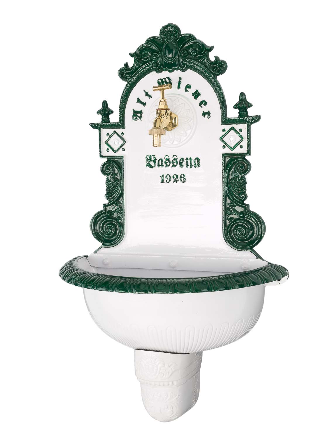 2016-02-03_Auktionshaus_011 Brunnen Wandbrunnen 72cm Aluminium Waschbecken im Nostalgie antik Stil fountain