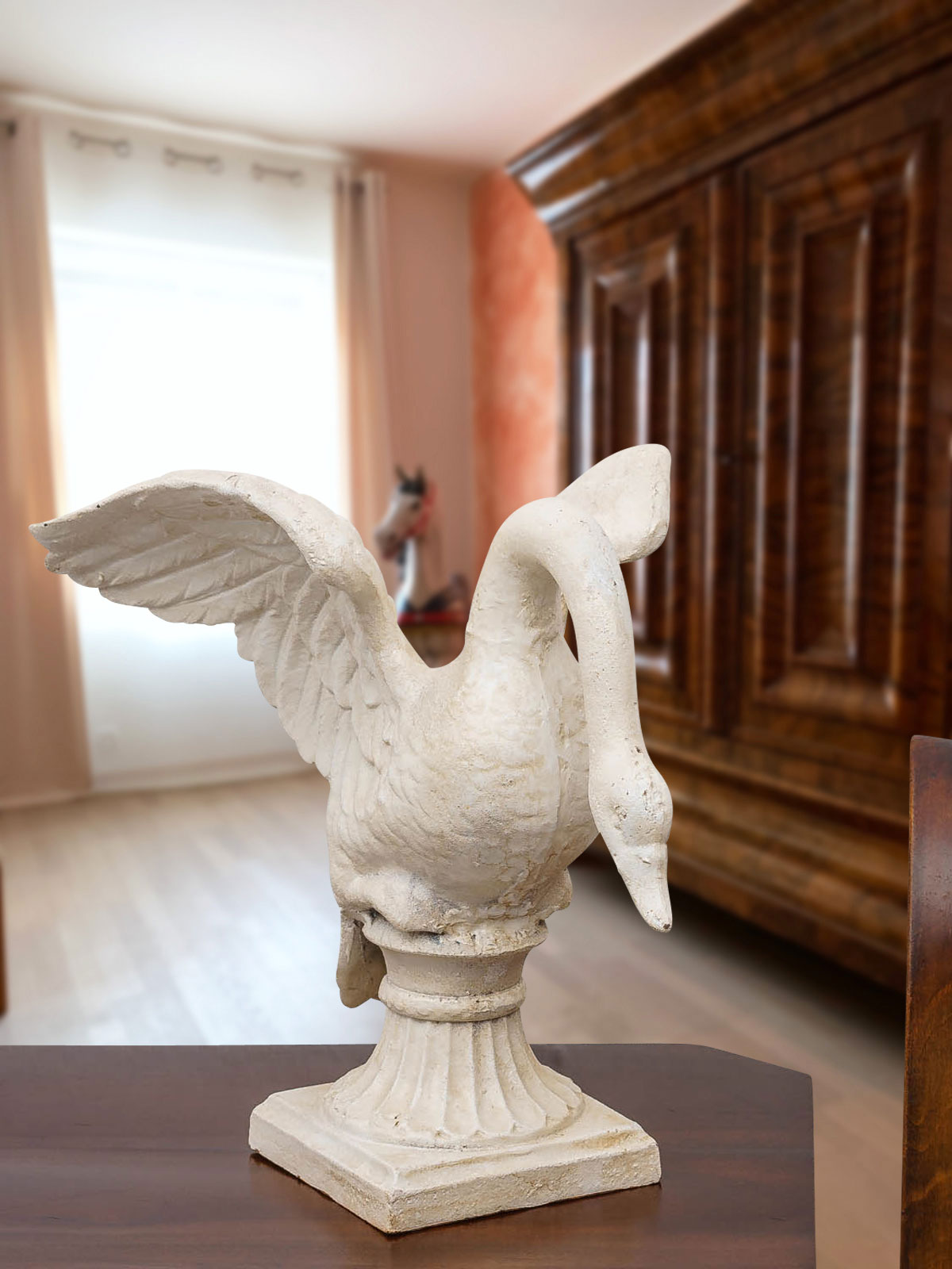 Eisenfigur Schwan Skulptur Entenvogel Dekoration Garten Eisen Figur Antik-Stil