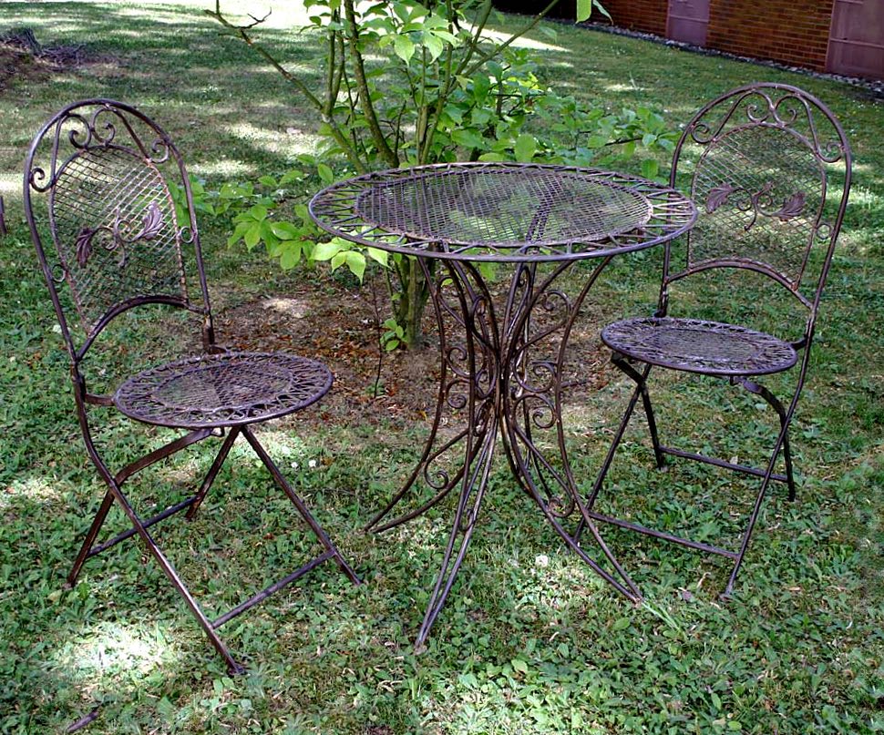 im-gartenset-11x Gartentisch + 2x Stuhl Eisen antique Style Gartenmöbel garden furniture braun