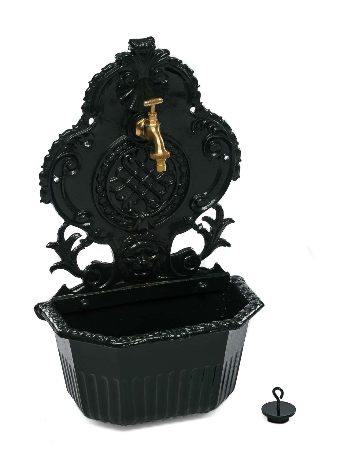 Waschbecken Löwe Wandbrunnen Garten Alu Becken Brunnen Grün antik Stil