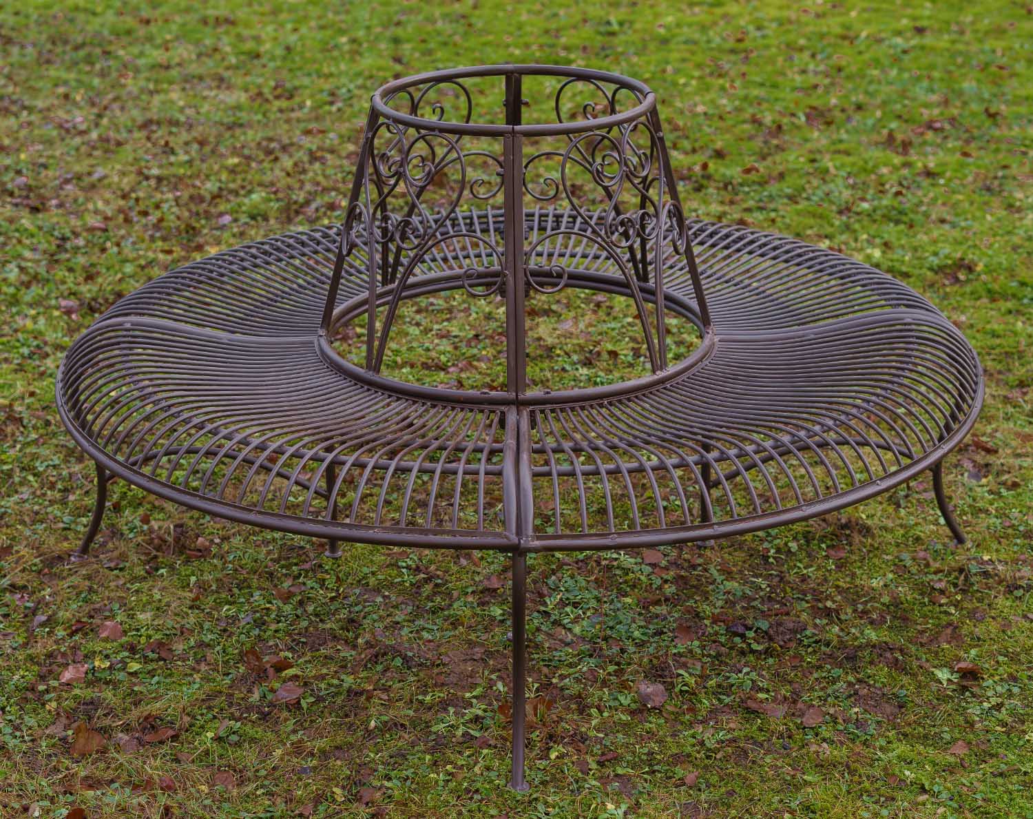 XZ-1-9 Gartenbank Baumbank Bank Garten Möbel Mobiliar Eisen braun 146cm