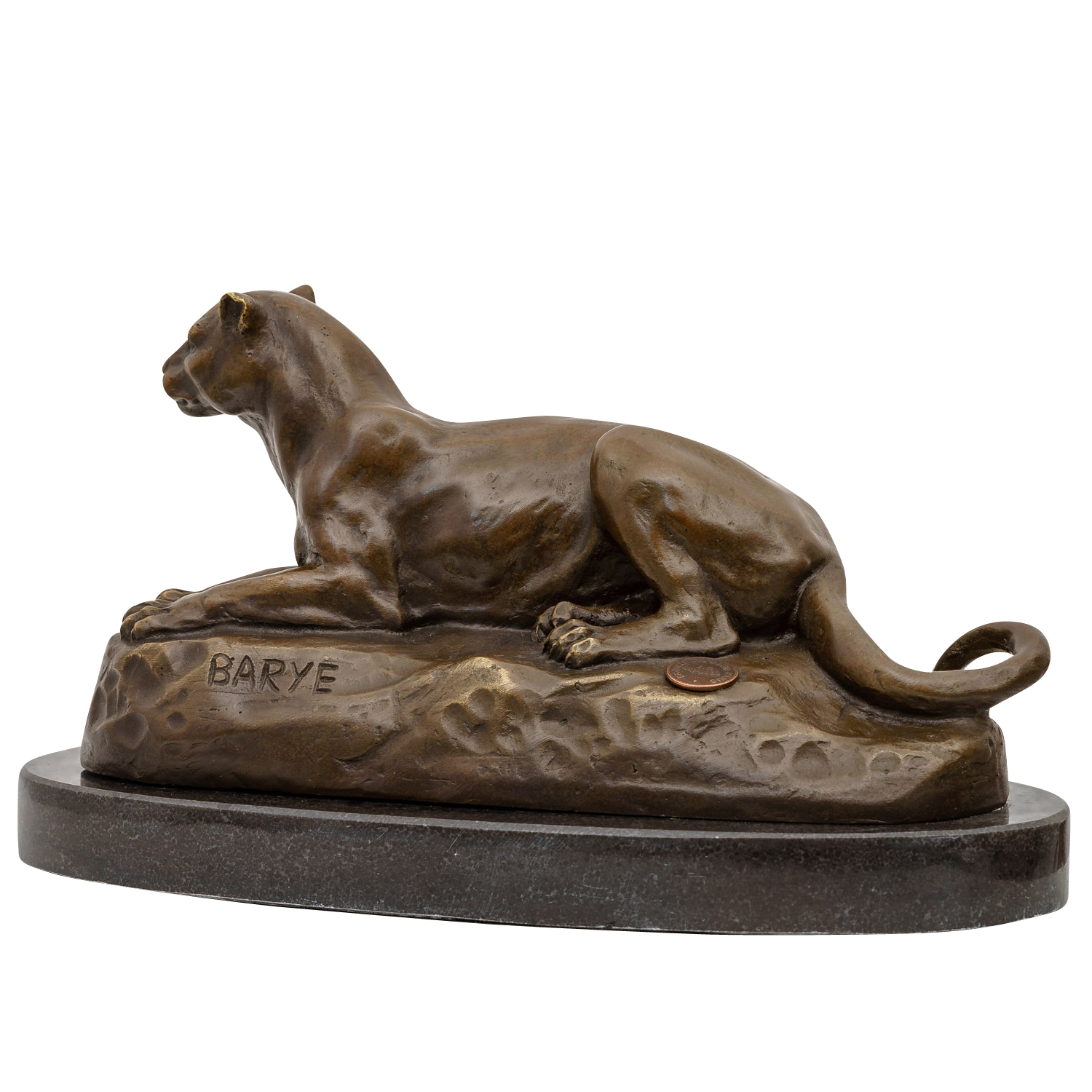 BR-118-5 Bronzeskulptur Raubkatze nach Barye Antik-Stil Bronze Figur Statue Replik Kopie