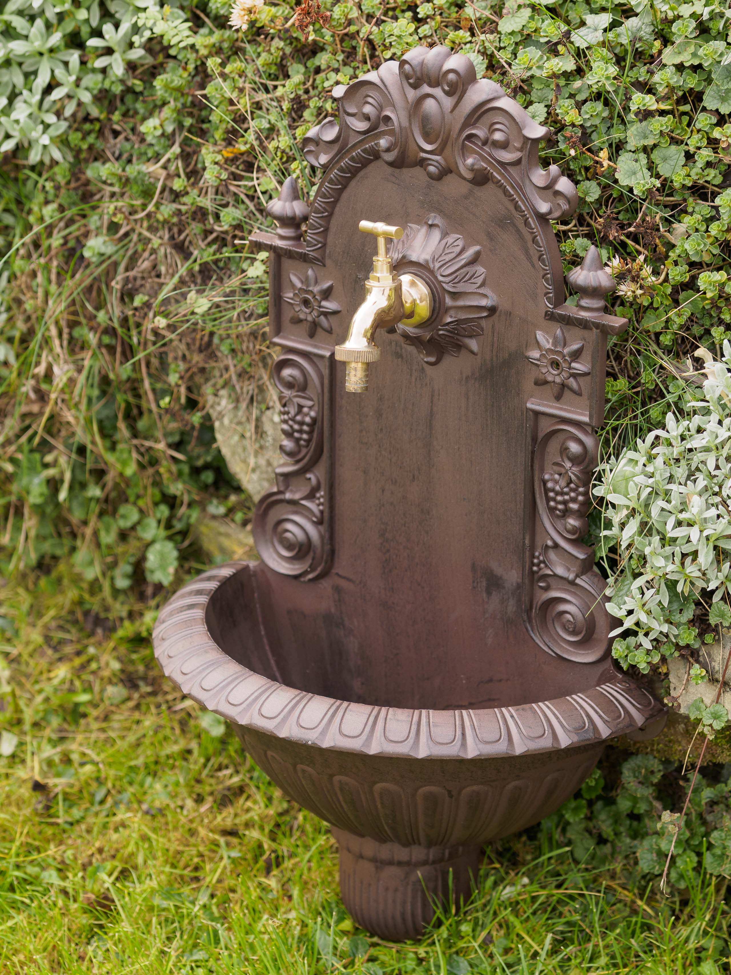 Waschbecken Wein Wandbrunnen Garten Aluminium Becken Antik-Stil