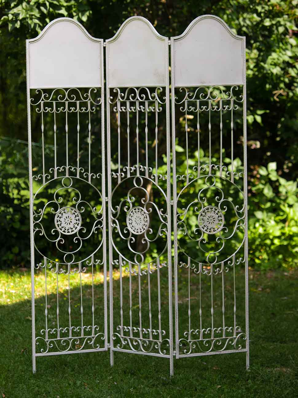 RW-50-5 Paravent Pergola Spalier Eisen Rankhilfe Zaun 19kg Antik-Stil Raumteiler weiß