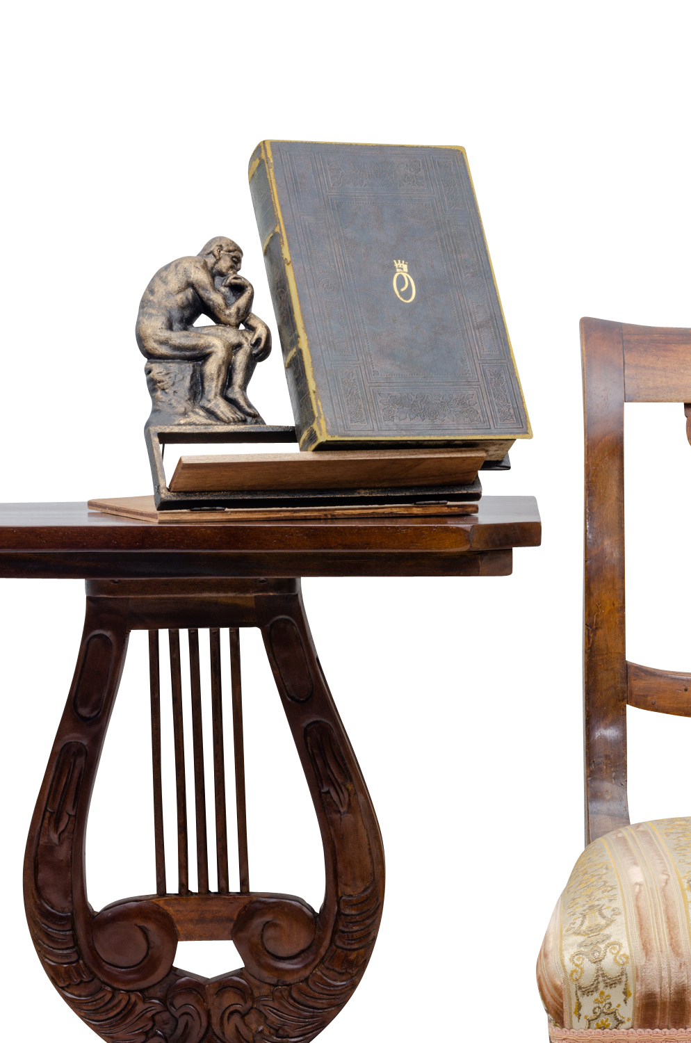 NG-82-1F1J2xO5qk9TSB Notenständer Staffelei Menükartenhalter Denker nach Rodin Figur Eisen Antik-Stil