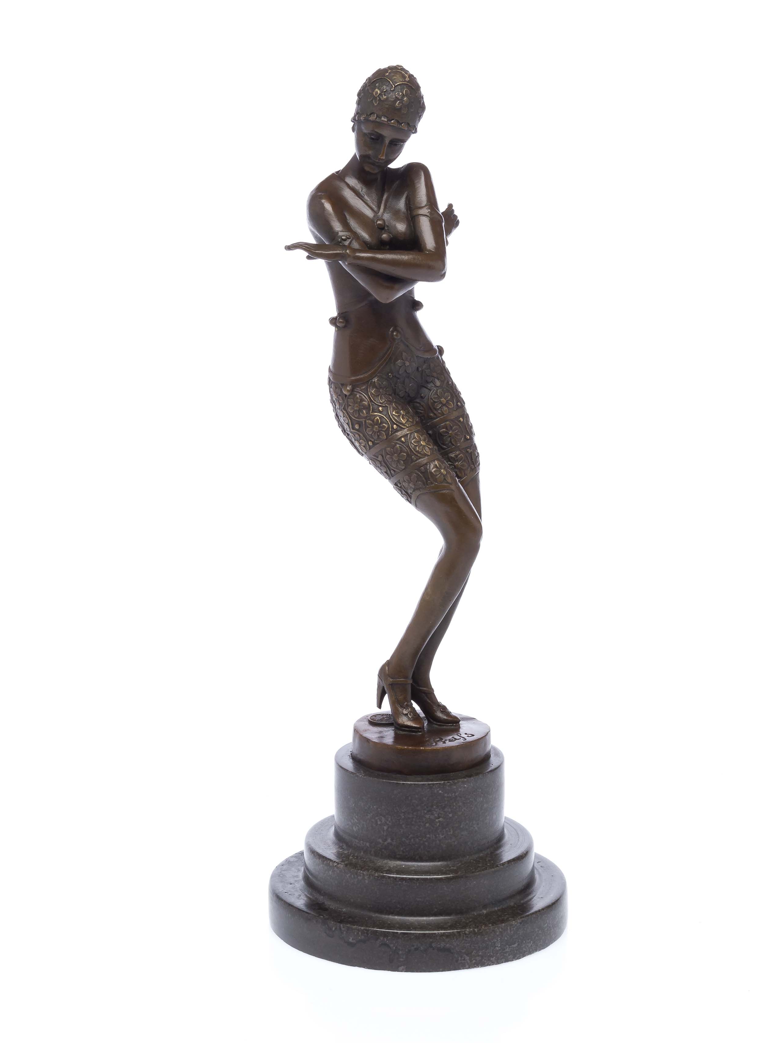 KZ-7-3 Bronze Skulptur nach Ferdinand Preiss (1882-1943) Tänzerin art deco style