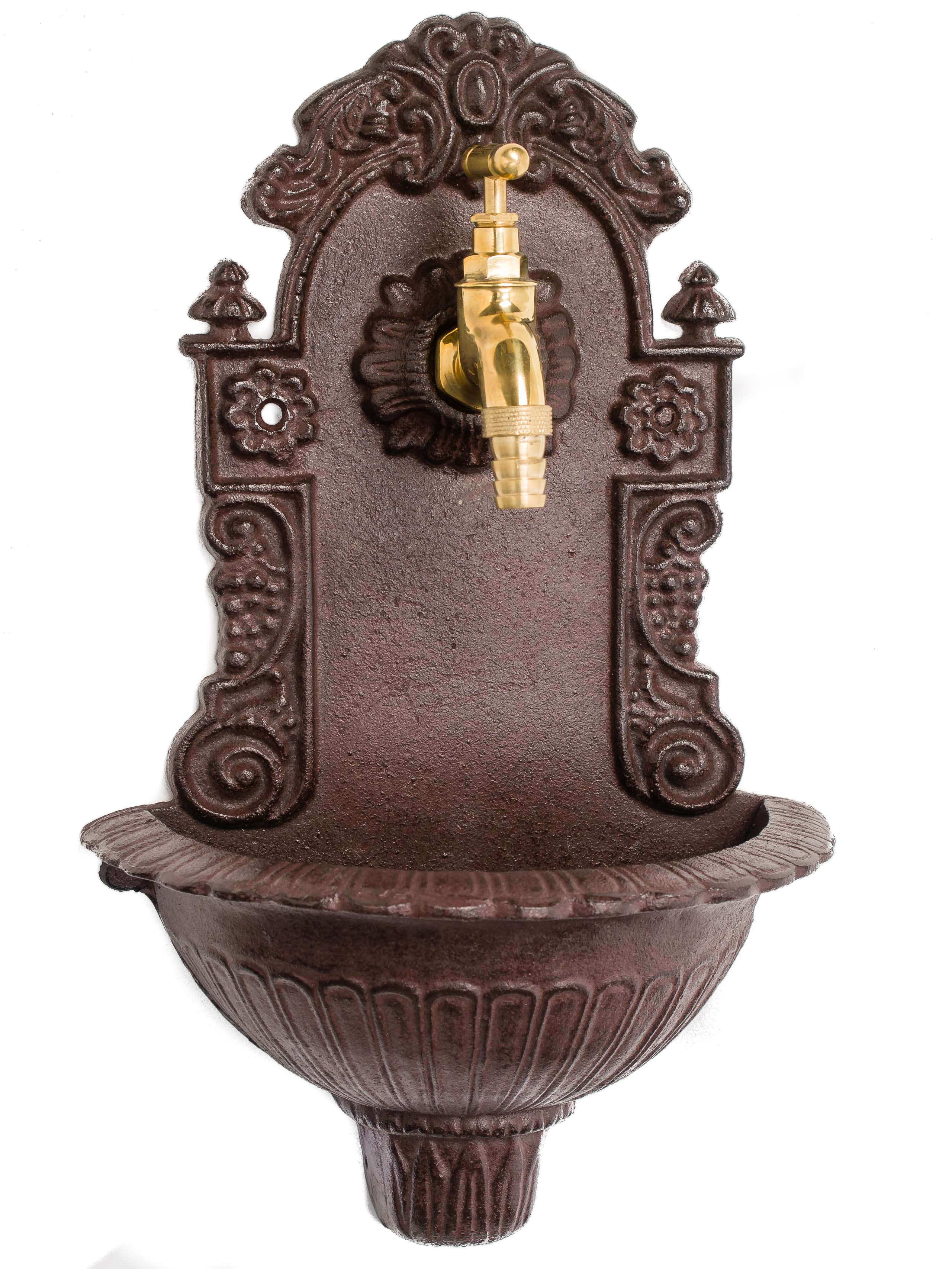 Auktionshaus-2013-06-06-011 MINI WASCHBECKEN 40CM WANDBRUNNEN WEIN GUSSEISEN ANTIK STIL BRUNNEN BRAUN