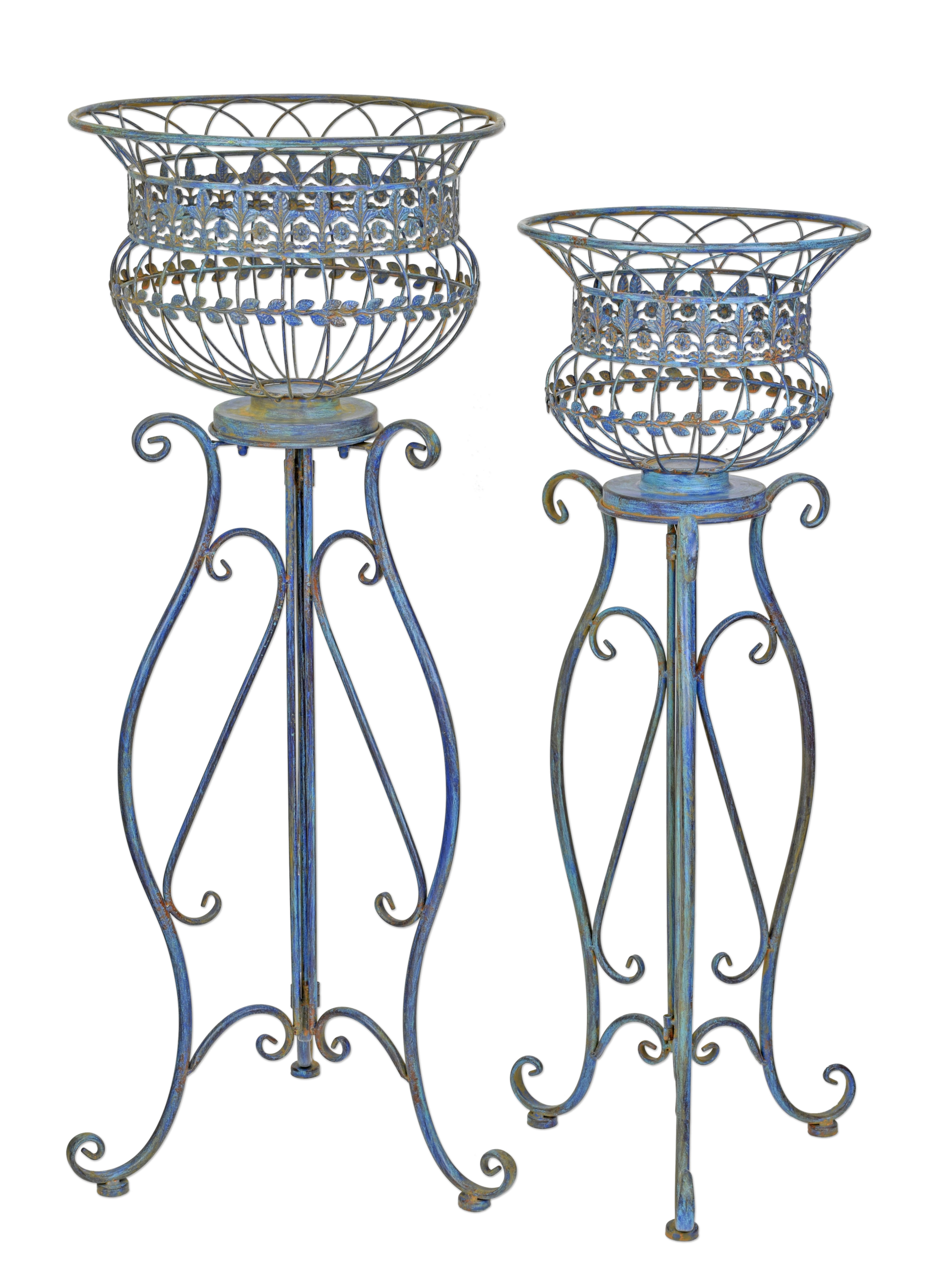 A pair of iron planters on stand replica retro design decoration