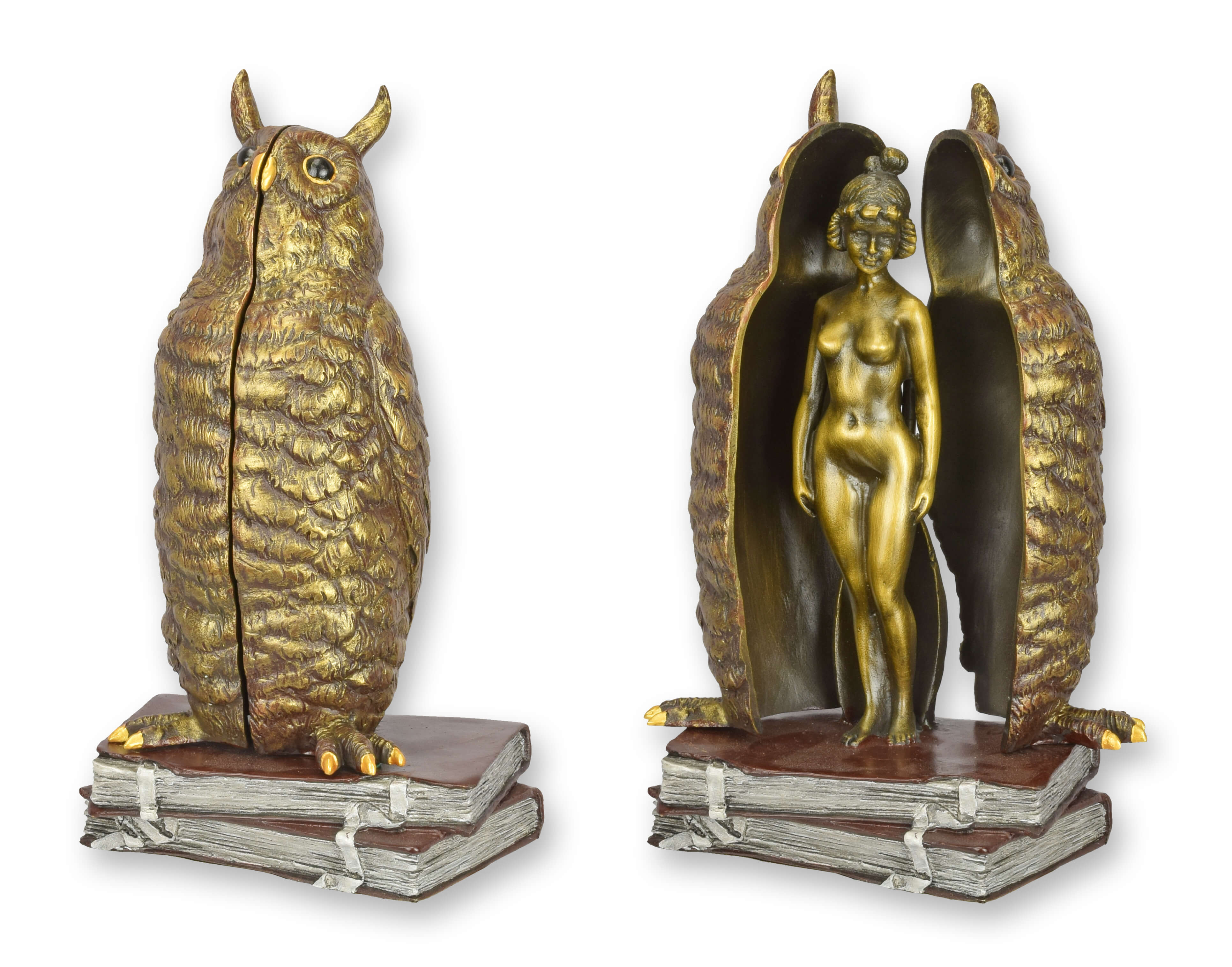Eule, Schatz, Figur, Bücherschatz, Gold