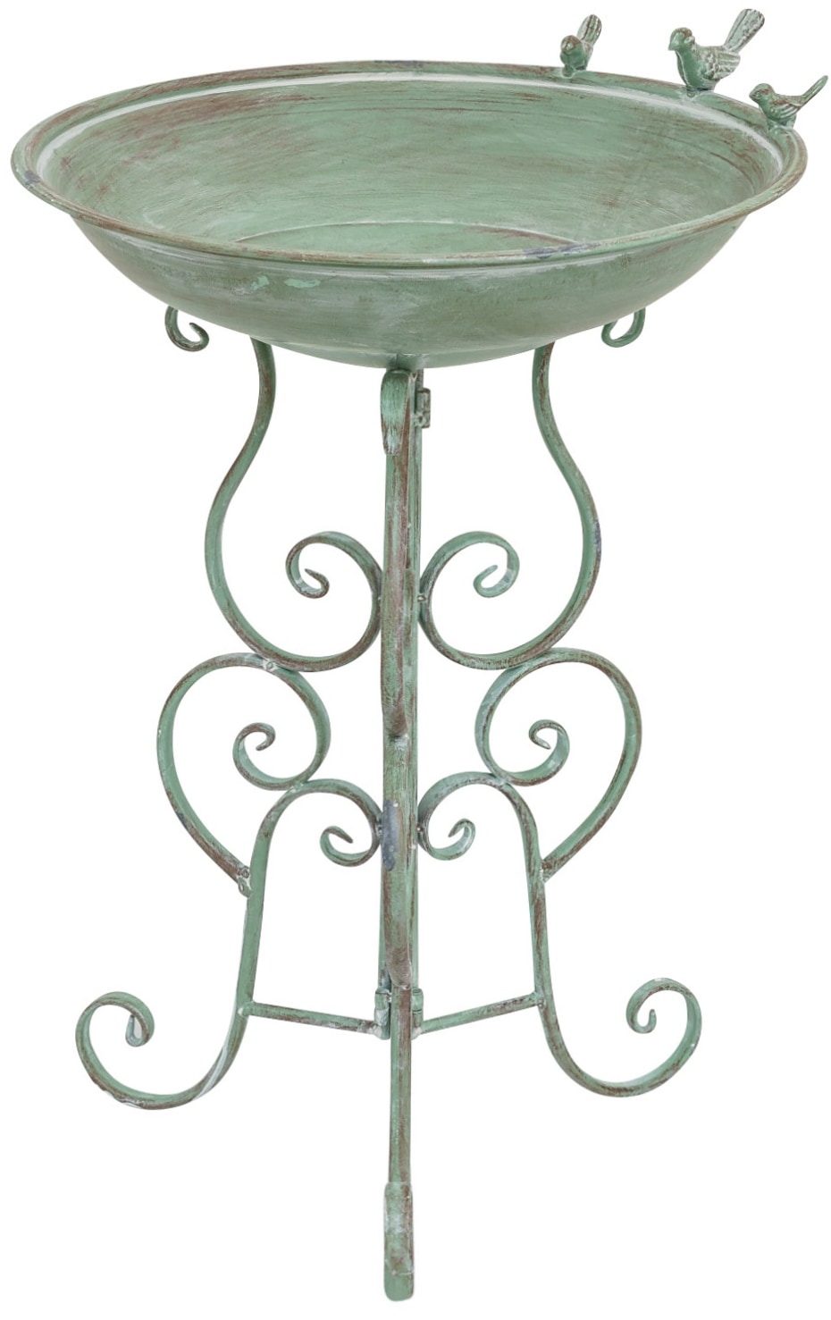 TZ-94-60-aubaho Vogeltränke Vogelbad Vogelbecken Garten Vogel Tränke Metall Antik-Stil grün 76cm