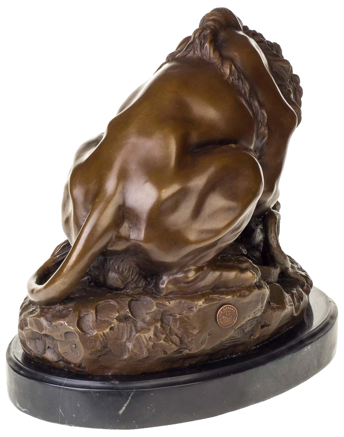 BR-4-04 Bronzeskulptur Bronze Figur Statue Löwe Schlange nach Barye im Antik-Stil Replik