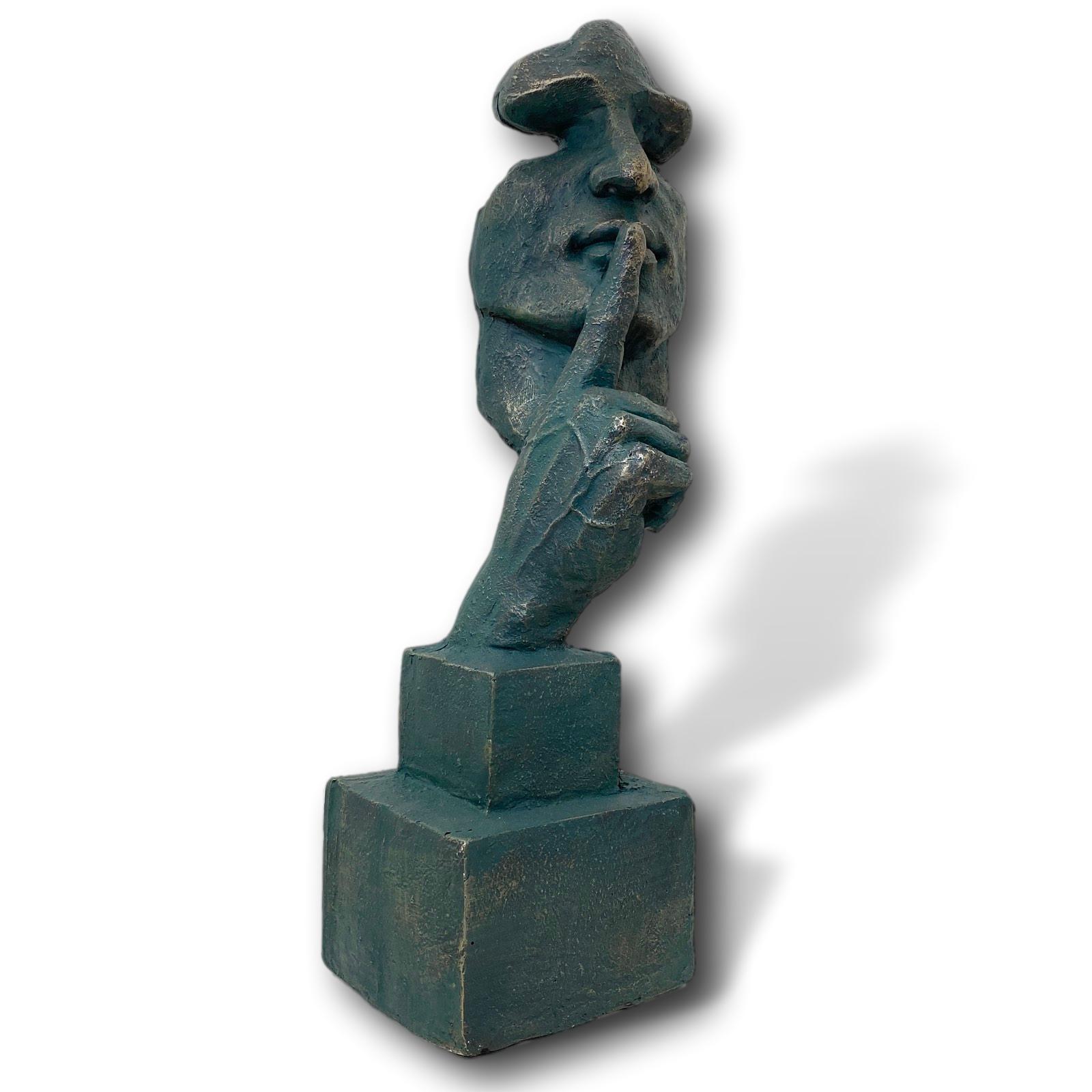 Skulptur "Der Flüsterer" Gesicht Hand Figur Dekoration Kunststein Antik-Stil