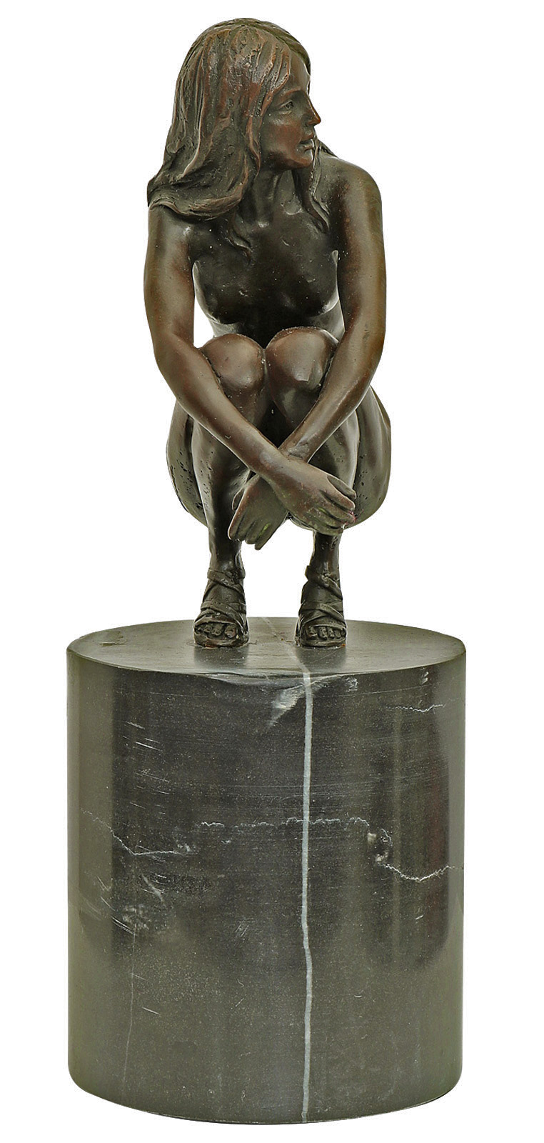 KF-45_Vorne1 Bronzeskulptur Erotik erotische Kunst Frau Antik-Stil Bronze Figur Statue 27cm