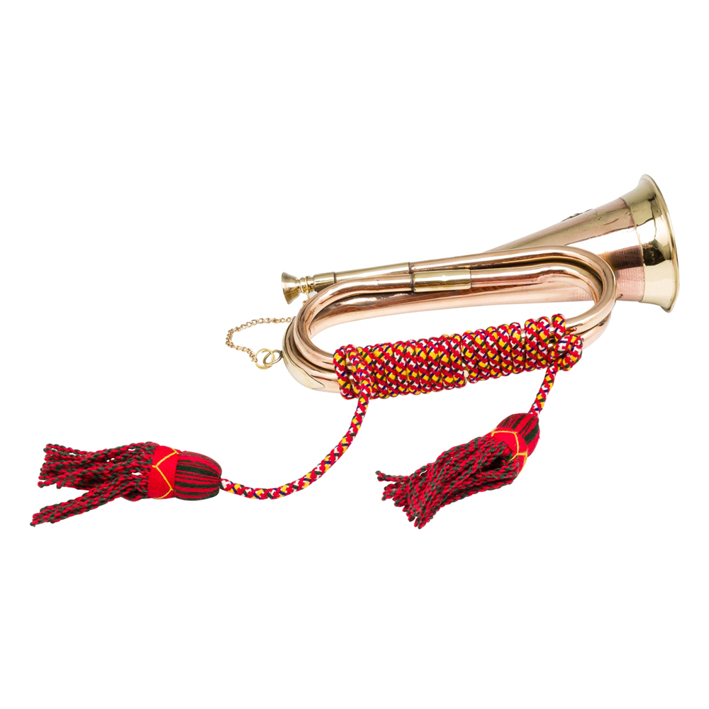 Horn Trompete Dekoration Messing 29cm antik Stil Nostalgie Jagd Jagdhorn Fanfare