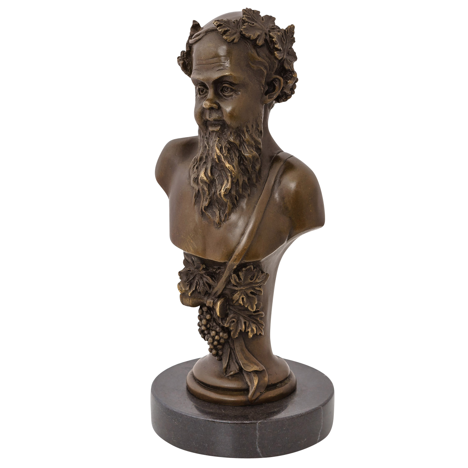 BE-64-6 Bronzefigur Bacchus römischer Gott des Wein Büste Skulptur Antik-Stil Bronze