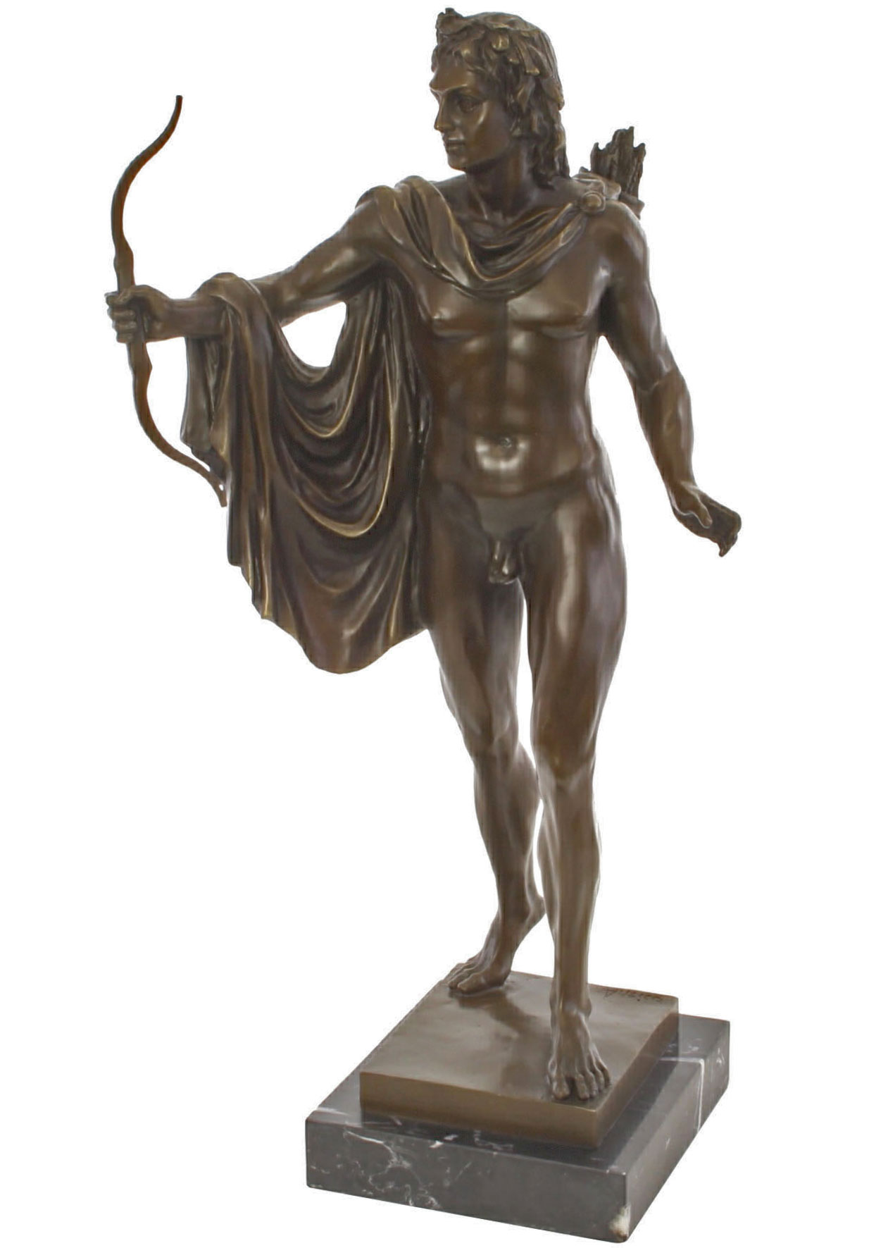 A bronze sculpture of apollo belvedere 62cm