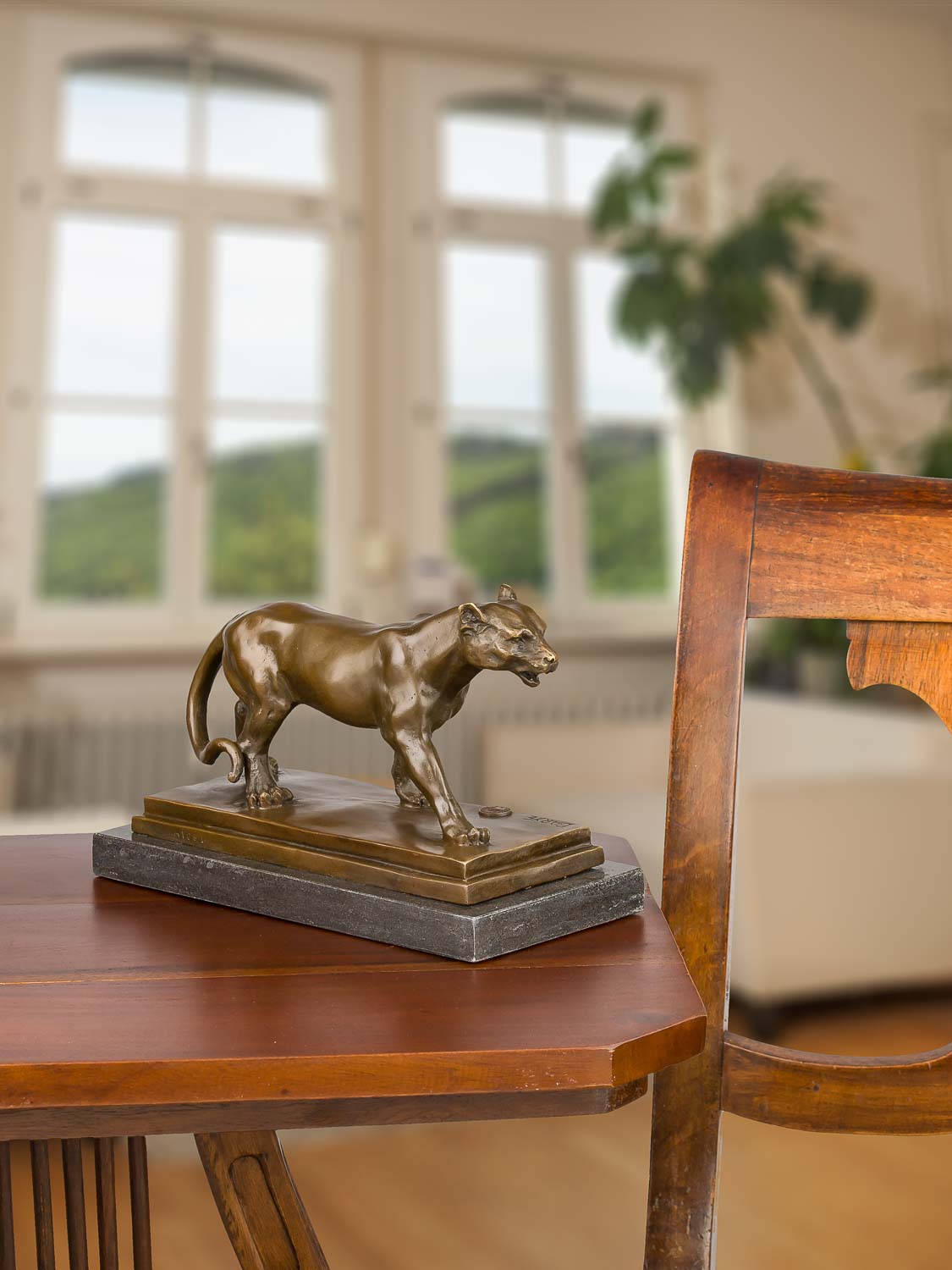 BR-119-05 Bronzeskulptur Raubkatze im Antik-Stil Bronze Figur Statue - 24cm