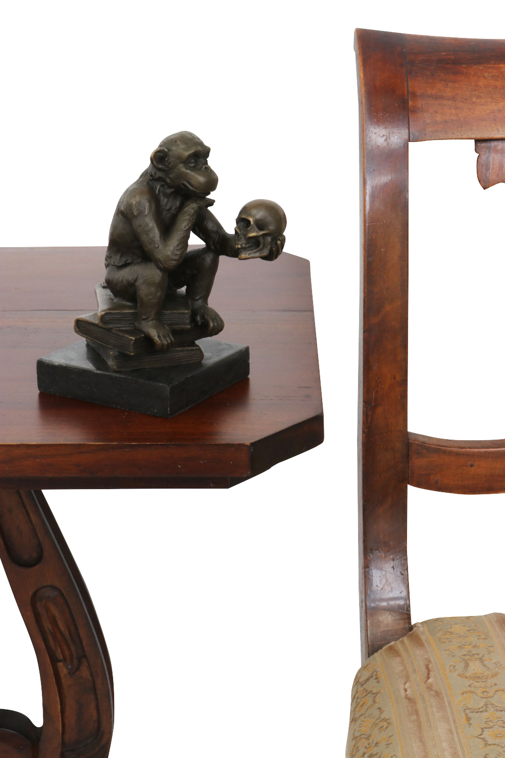 FA-74d-bronzeskulptur Bronzeskulptur Affe Totenkopf Schädel Bronze Darwin Statue Bronzefigur Antikstil