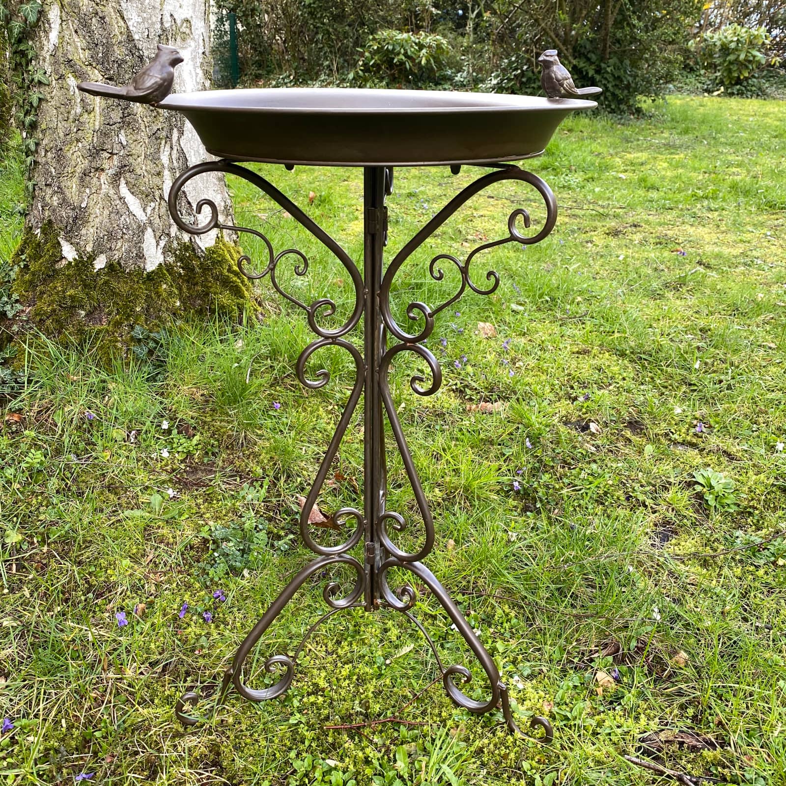 200YA47-14 Vogeltränke Vogelbad Garten Vogelbecken Vogel Tränke aus Metall 75cm braun