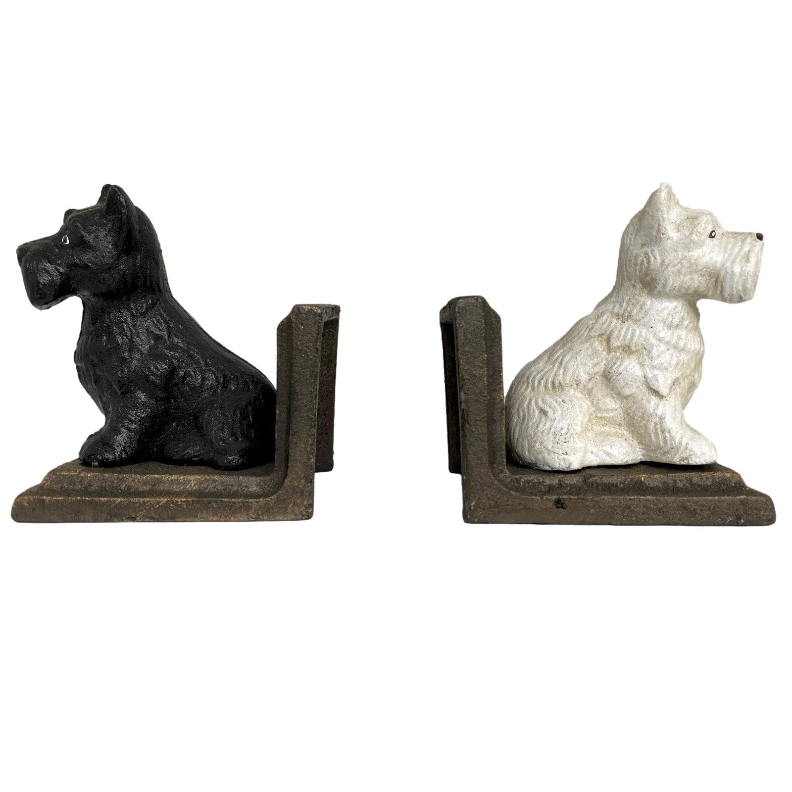 2 Buchstützen Buchständer Scottish Terrier Hund Figur Eisen 32cm Antik-Stil