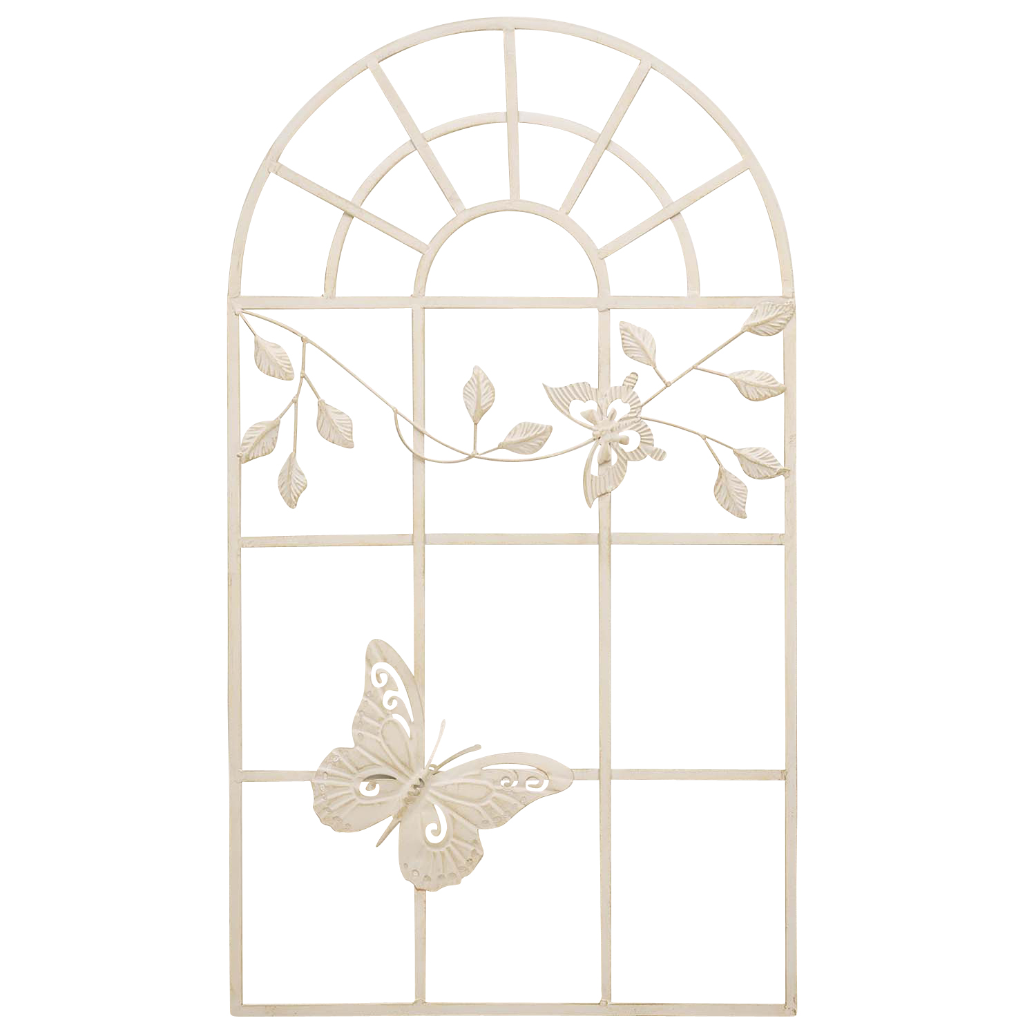 TZ-57-1 Nostalgie Stallfenster Fenster Metall Rahmen Schmetterling Antik-Stil creme 97cm