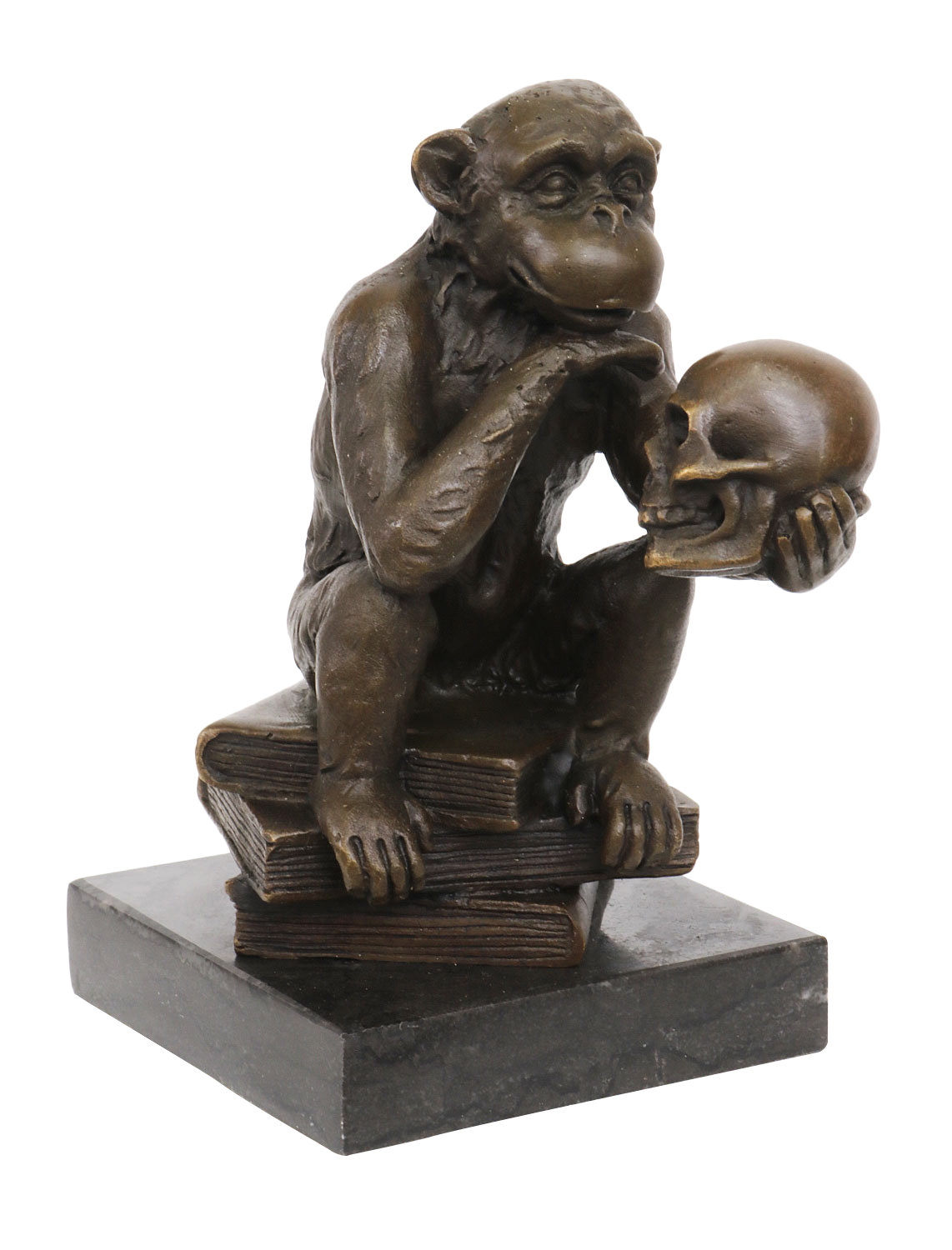 FA-74a-bronzeskulptur Bronzeskulptur Affe Totenkopf Schädel Bronze Darwin Statue Bronzefigur Antikstil