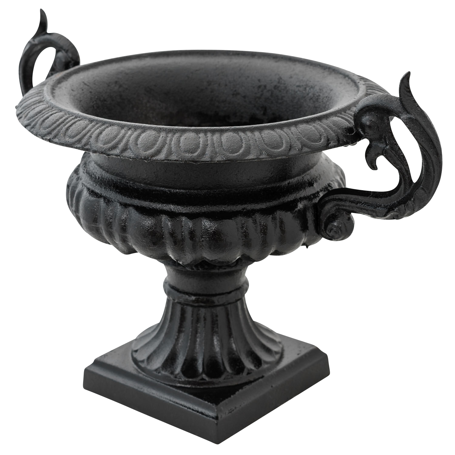 GU082-6 Amphore mit Sockel Pflanzamphore Pflanzkübel Blumentopf Garten Gusseisen schwarz