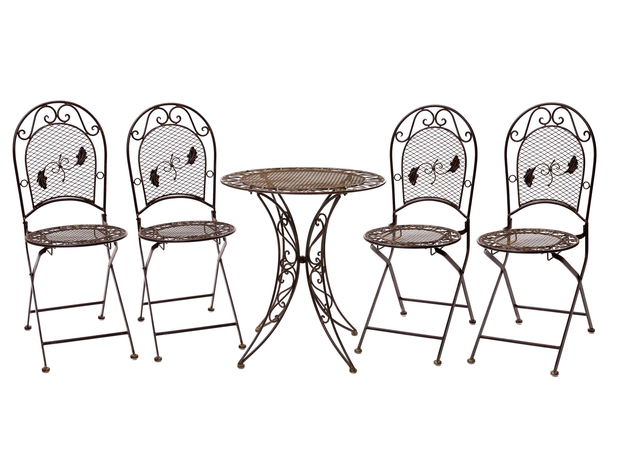 1xRZ-3-4xRZ-4-855eead5a8523a GARNITUR GARTENTISCH 4 STÜHLE EISEN SCHMIEDEEISEN GARTENMÖBEL ANTIK STIL BRAUN