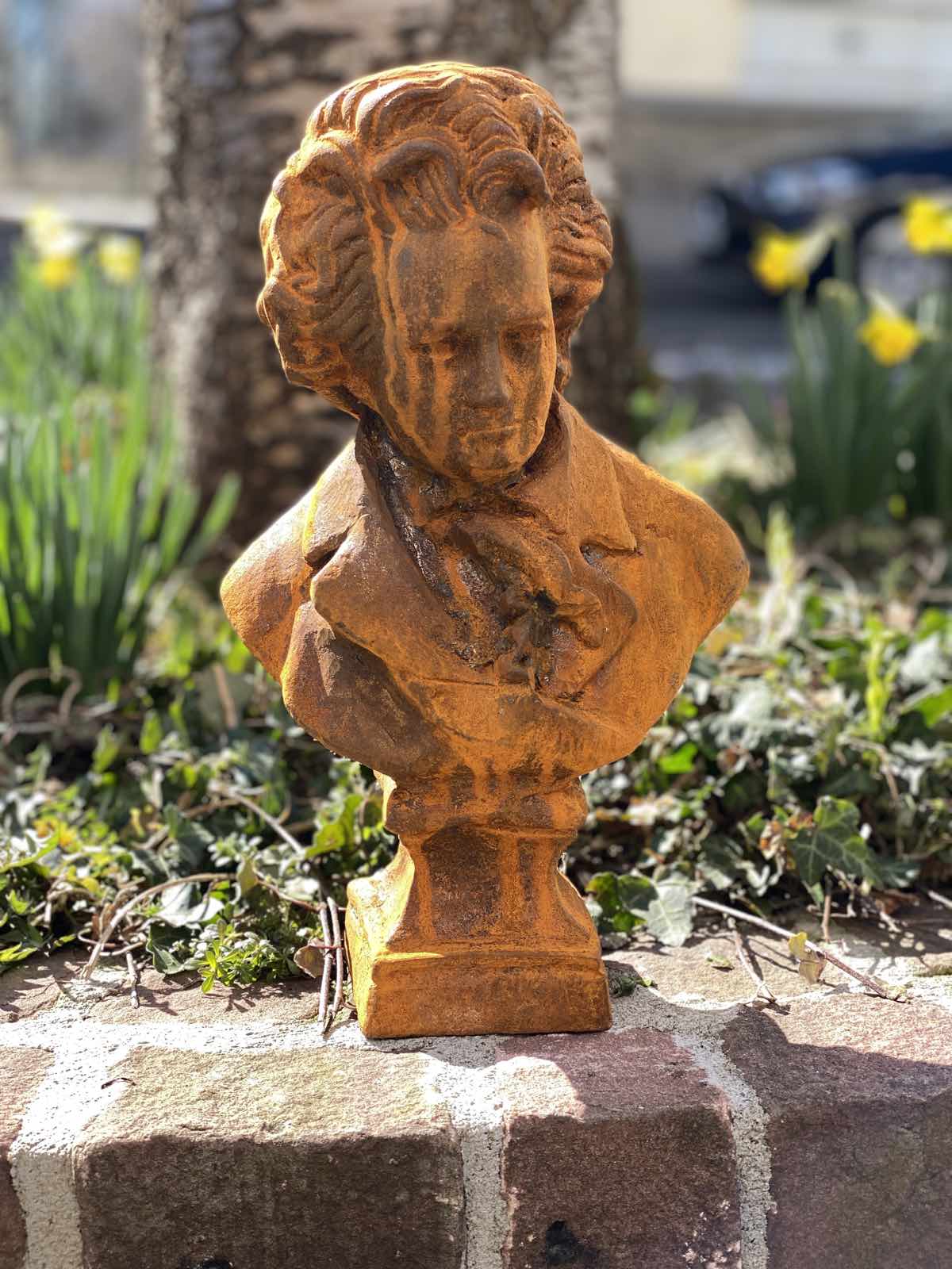 aubaho-IZ-653B-8 Skulptur Beethoven Gartenfigur Eisen Figur Statue Rost Antik-Stil